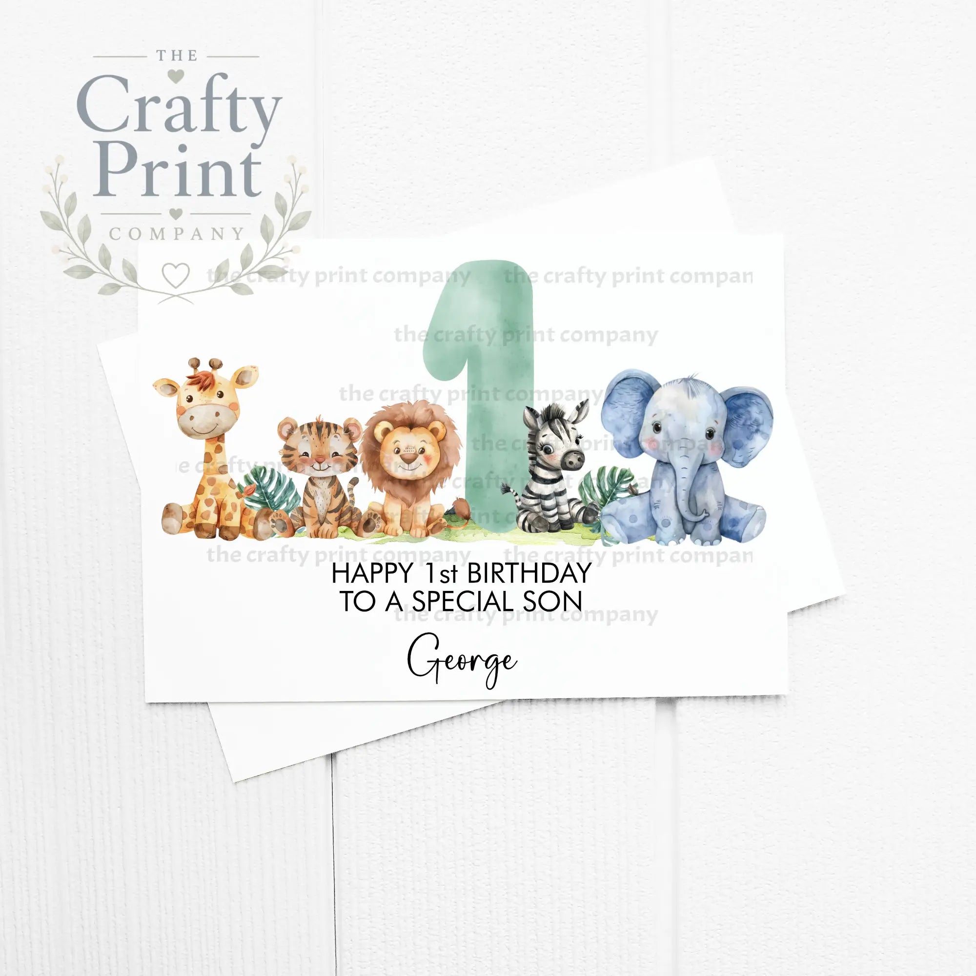 Happy Number Birthday Safari Animals Personalised A5 Card