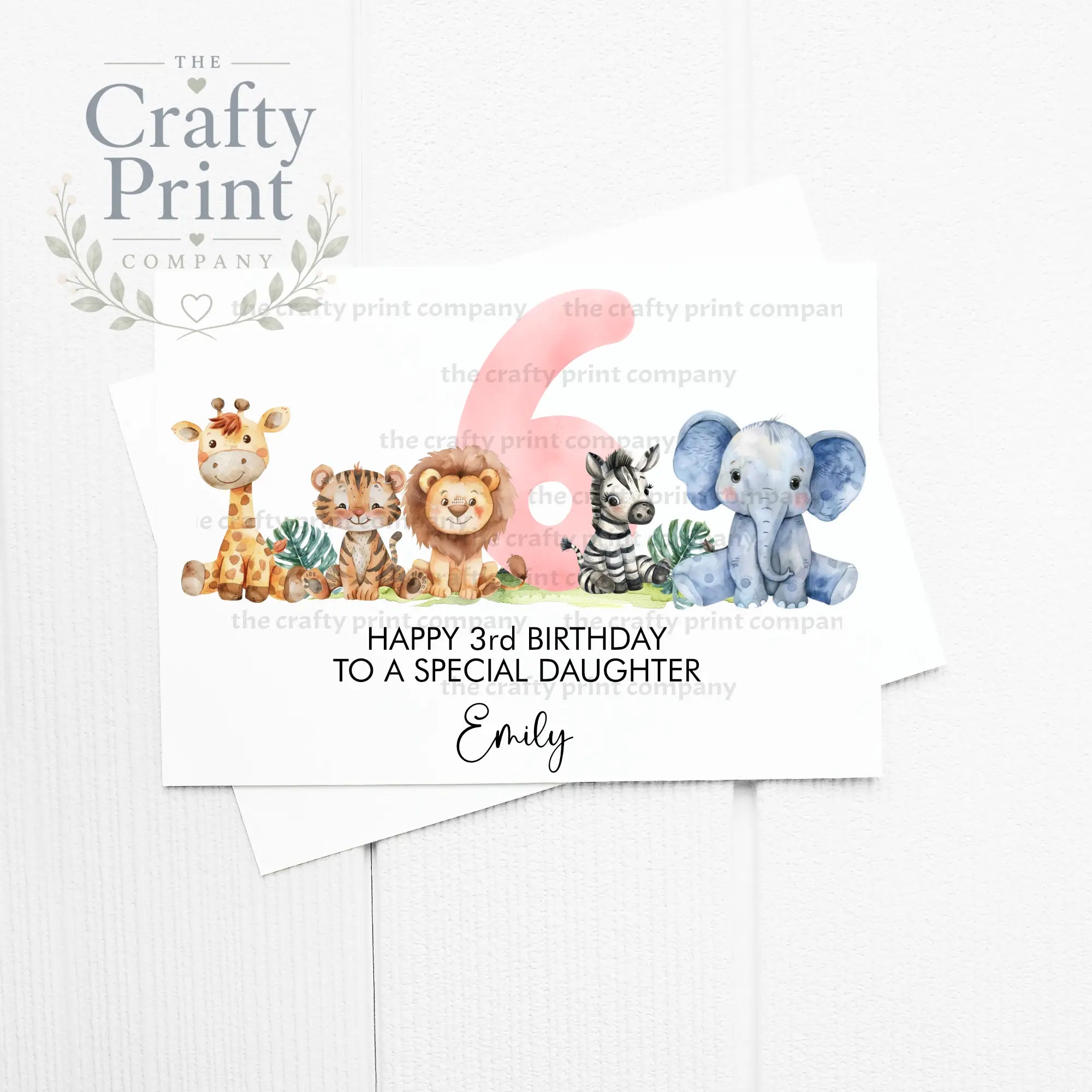 Happy Number Birthday Safari Animals Personalised A5 Card