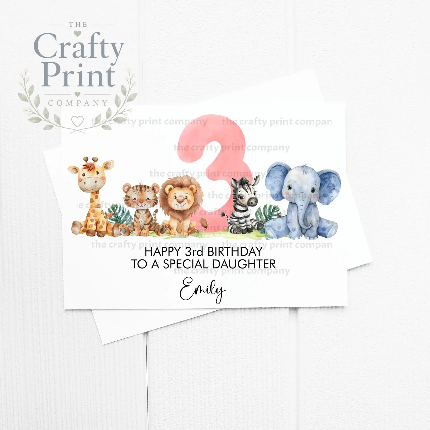 Happy Number Birthday Safari Animals Personalised A5 Card