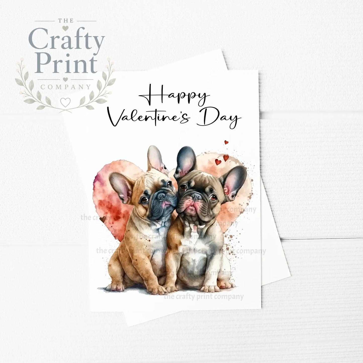 Happy Valentine’s Day French Bulldogs A5 Card - Greeting &