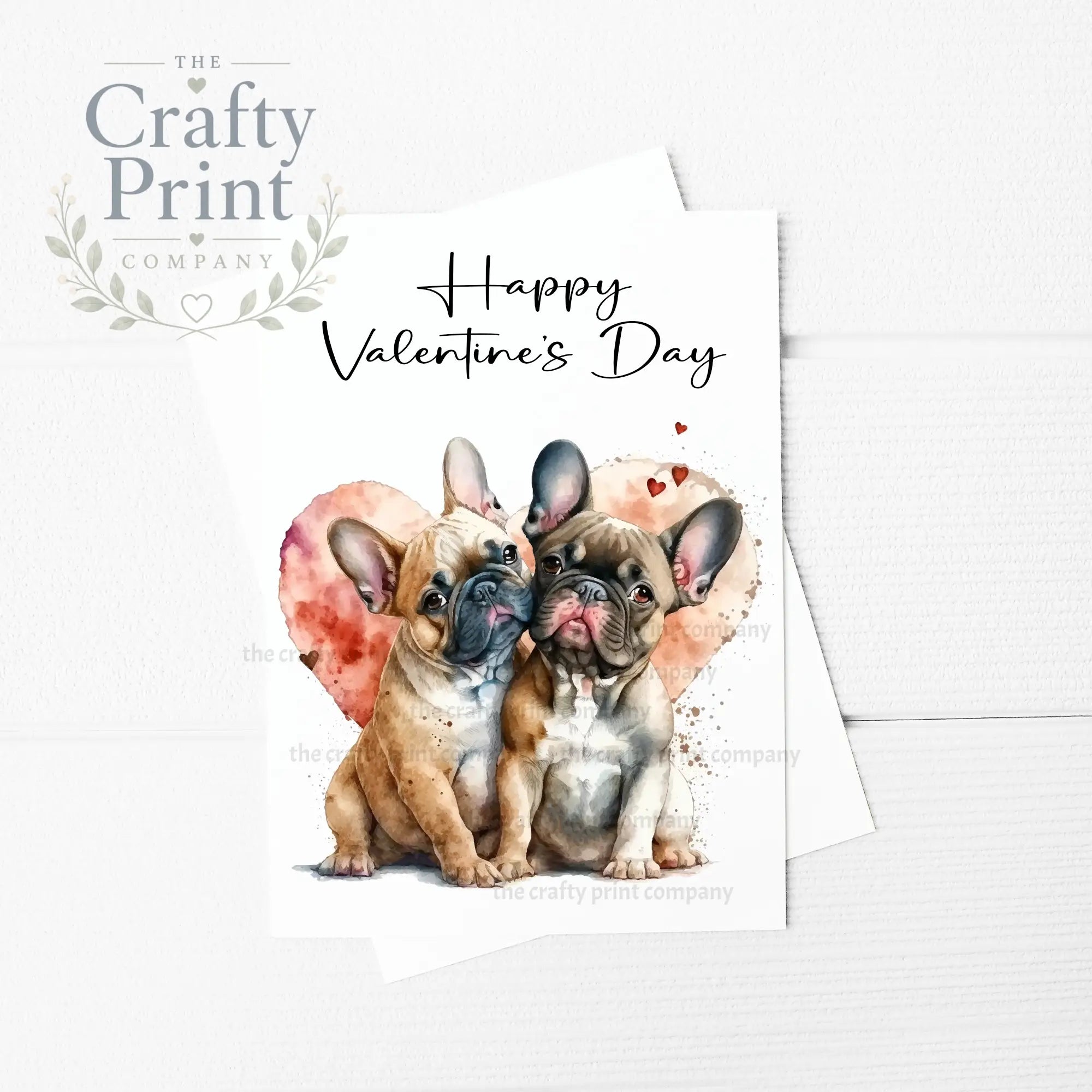 Happy Valentine’s Day French Bulldogs A5 Card - Greeting &