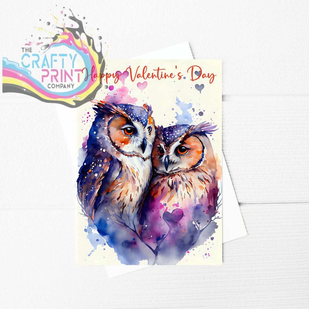 Happy Valentine’s Day Owls A5 Card - Greeting & Note Cards