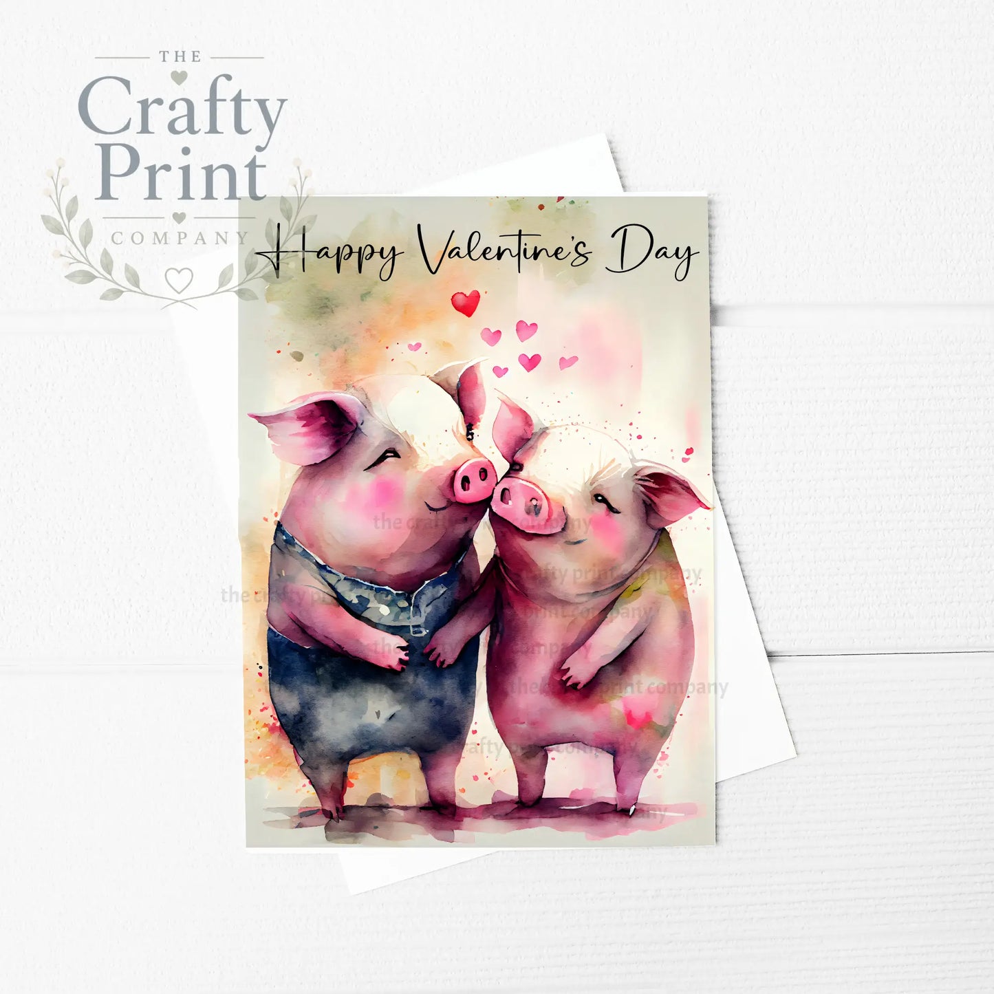 Happy Valentine’s Day Pigs A5 Card - Greeting & Note Cards