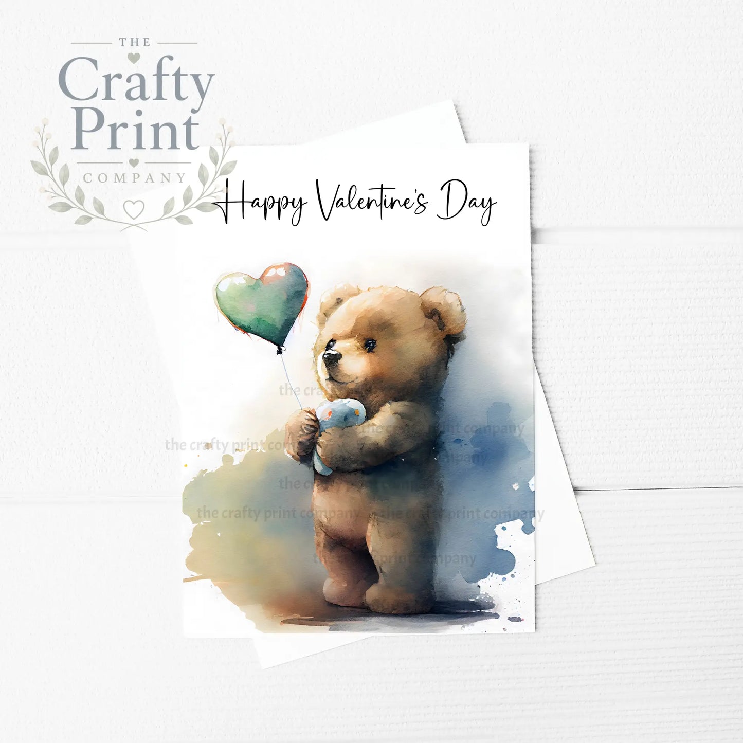 Happy Valentine’s Day Teddy Balloon A5 Card - Greeting &