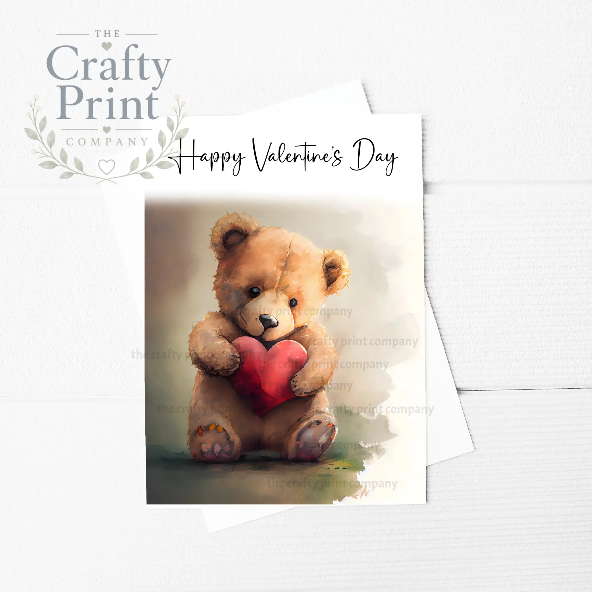 Happy Valentine’s Day Teddy Red Heart A5 Card - Greeting &