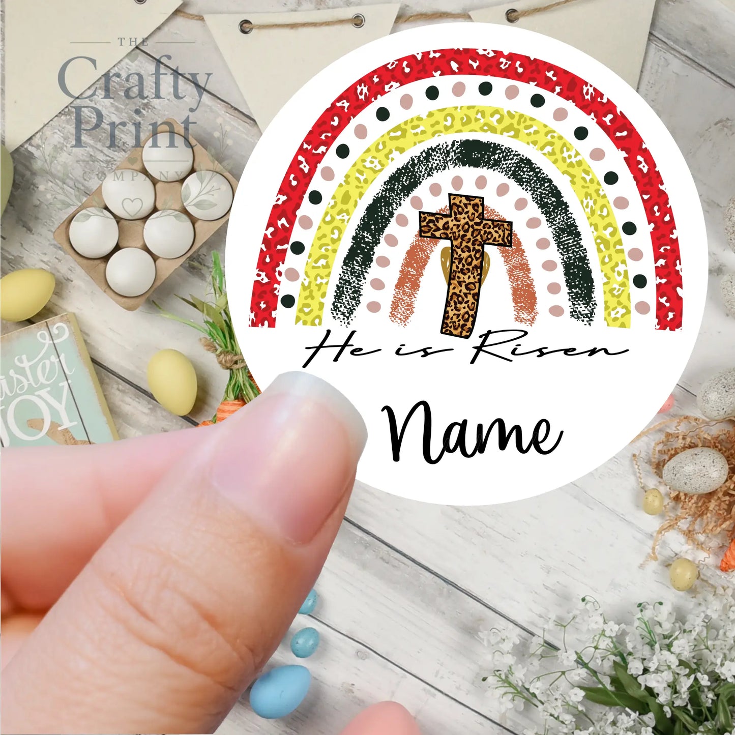 He is Risen Rainbow Personalised Printed Sticker