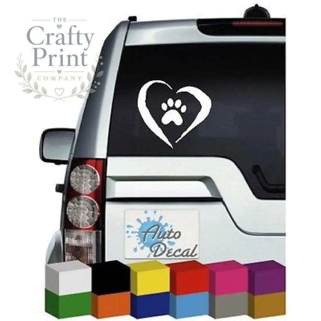 Heart Paw Novelty Car Sticker - Bumper Stickers