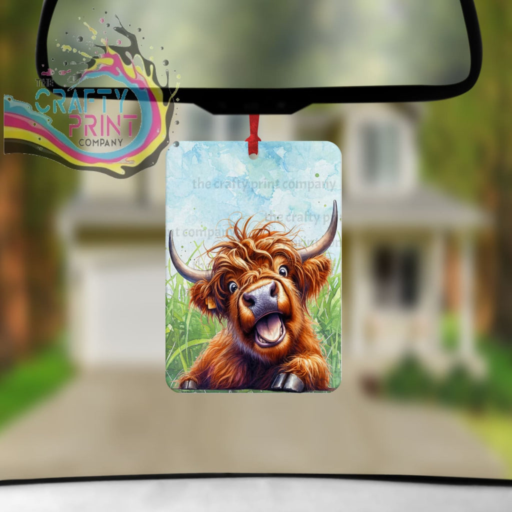Highland Cow Funny Face Car Air Freshener with Fragrance