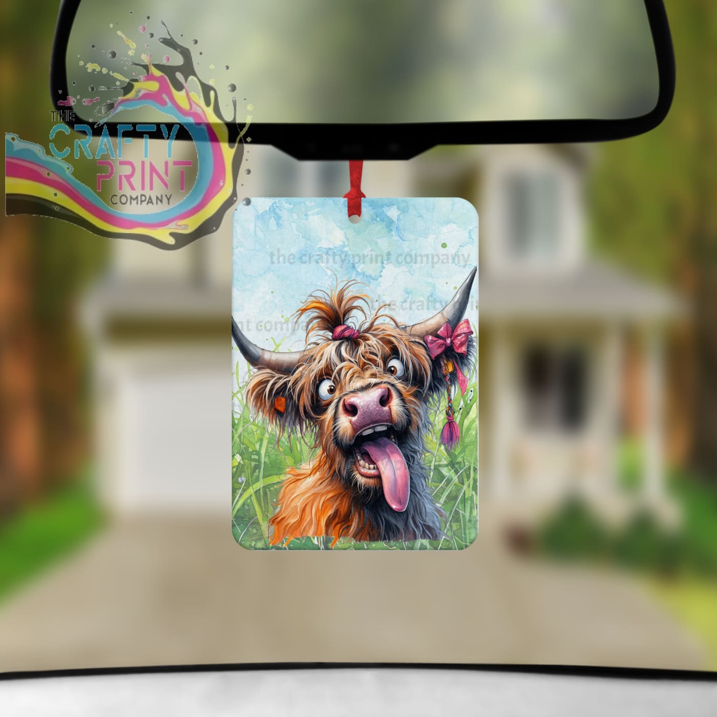 Highland Cow Funny Face Car Air Freshener with Fragrance