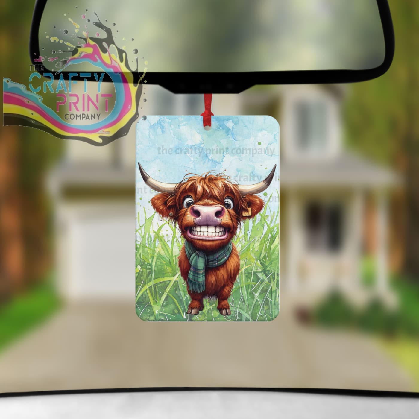 Highland Cow Funny Face Car Air Freshener with Fragrance