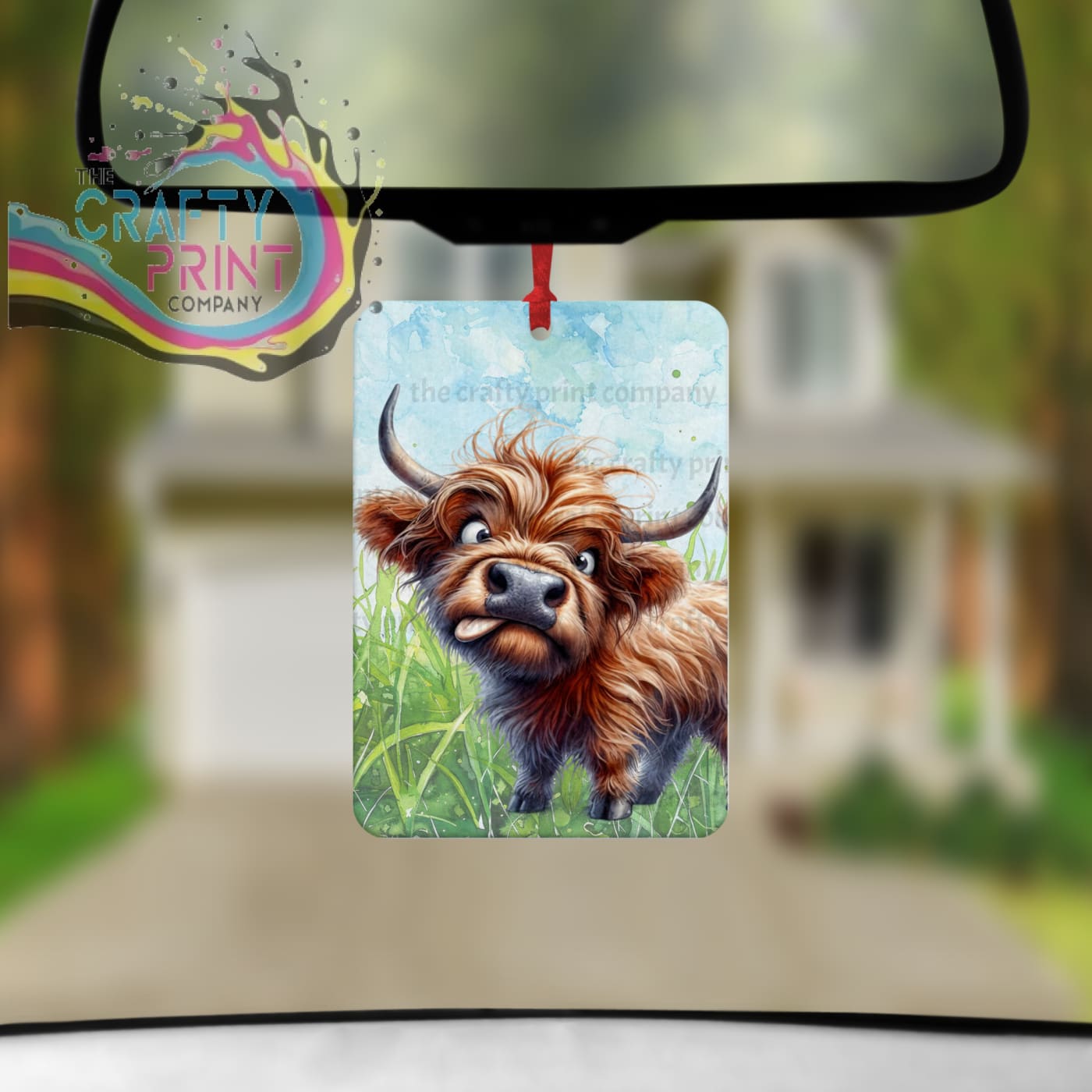 Highland Cow Funny Face Car Air Freshener with Fragrance