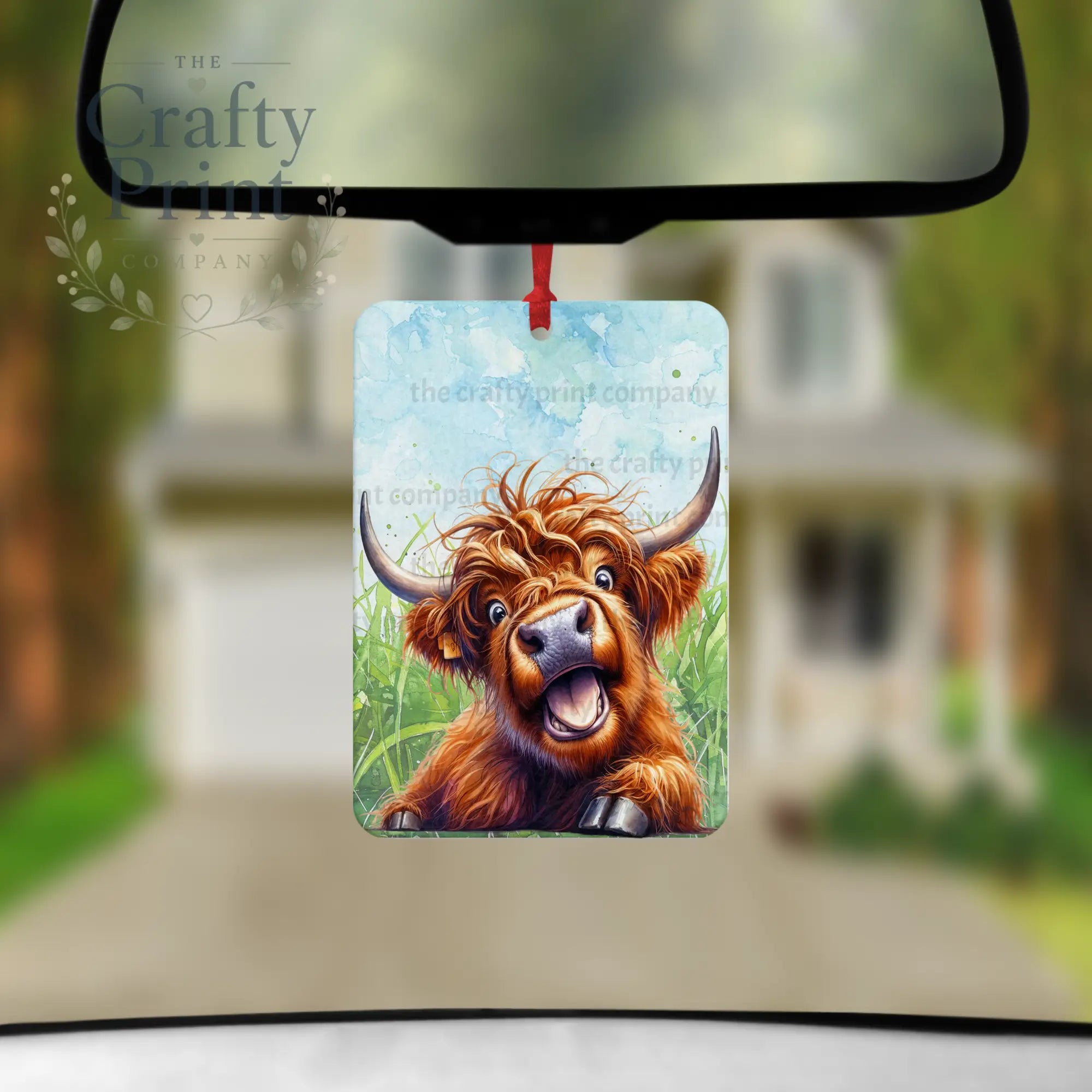 Highland Cow Funny Face Car Air Freshener with Fragrance