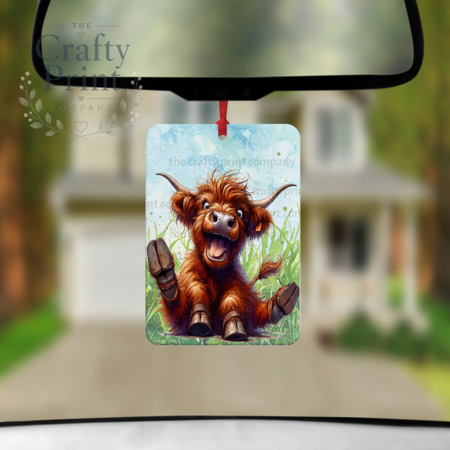 Highland Cow Funny Face Car Air Freshener with Fragrance