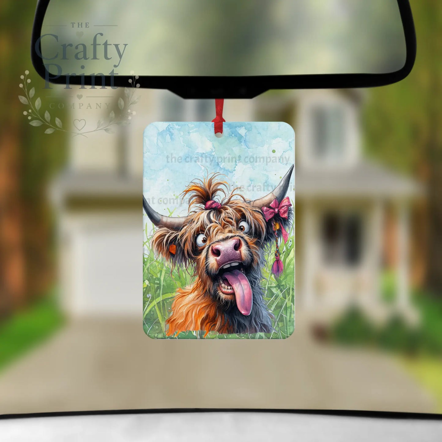 Highland Cow Funny Face Car Air Freshener with Fragrance