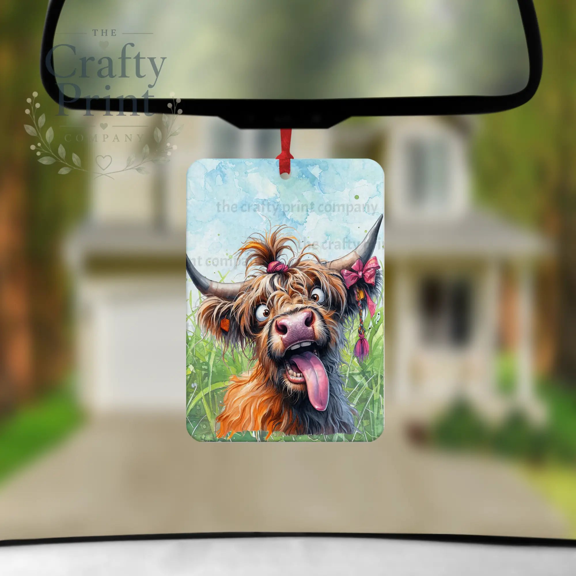 Highland Cow Funny Face Car Air Freshener with Fragrance