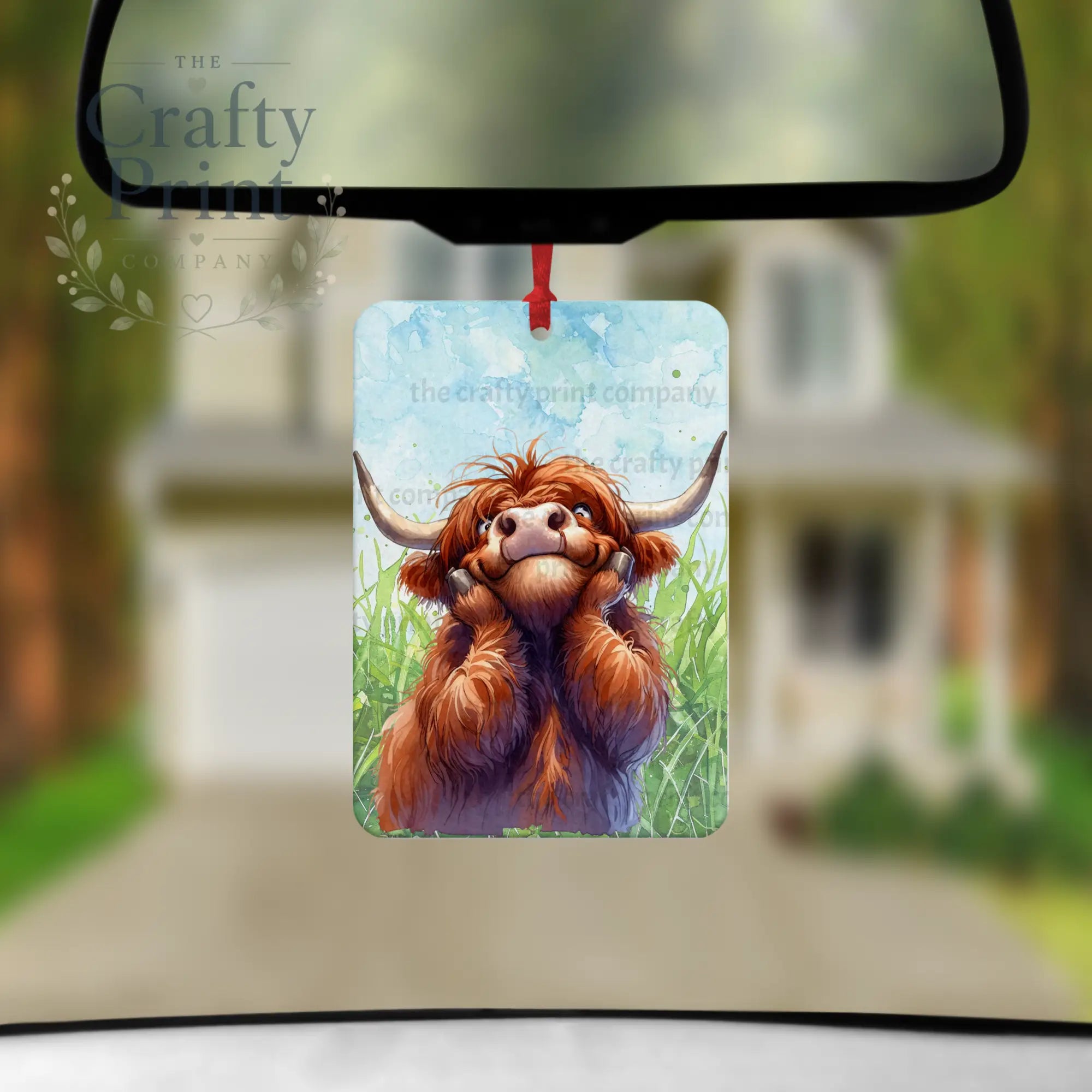 Highland Cow Funny Face Car Air Freshener with Fragrance
