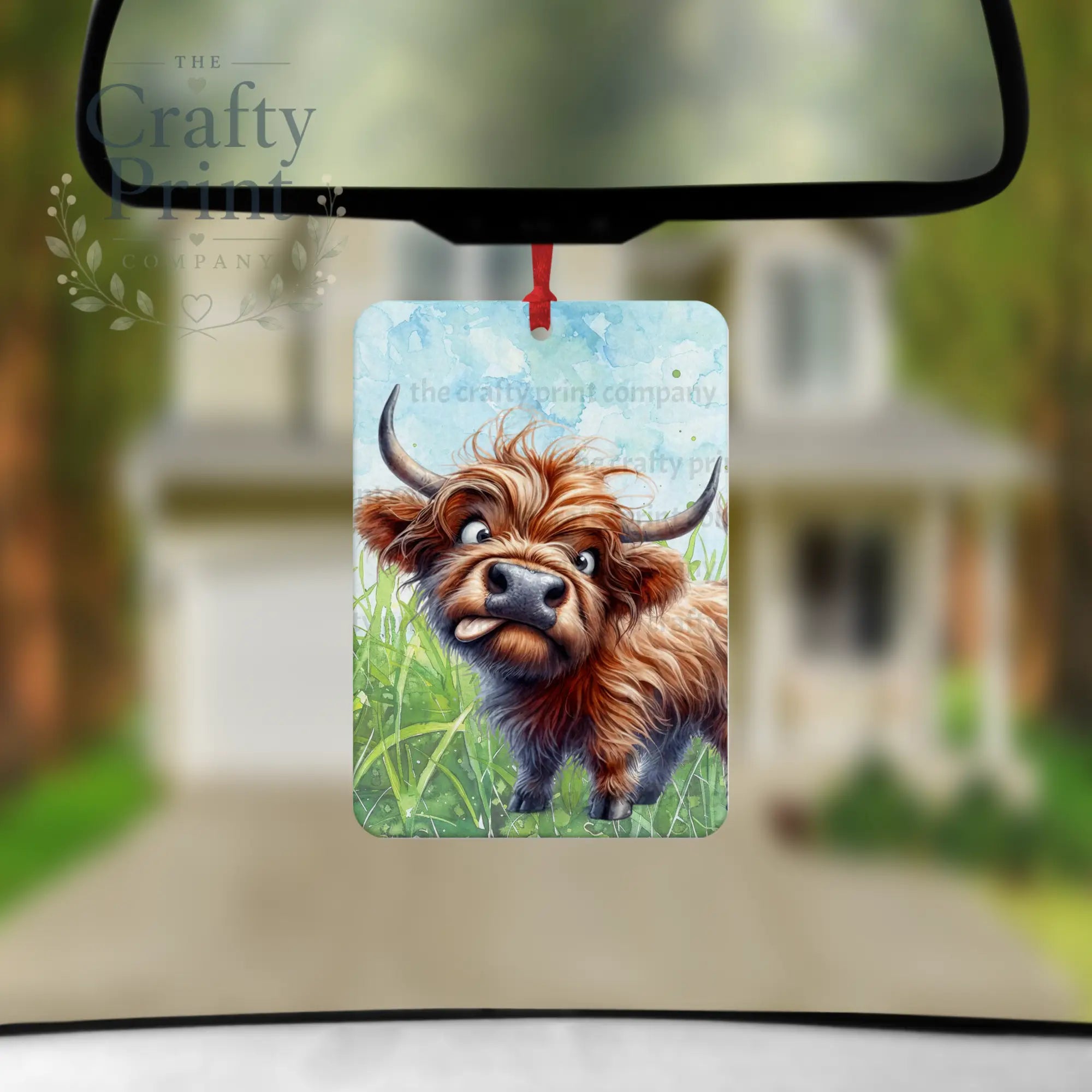 Highland Cow Funny Face Car Air Freshener with Fragrance