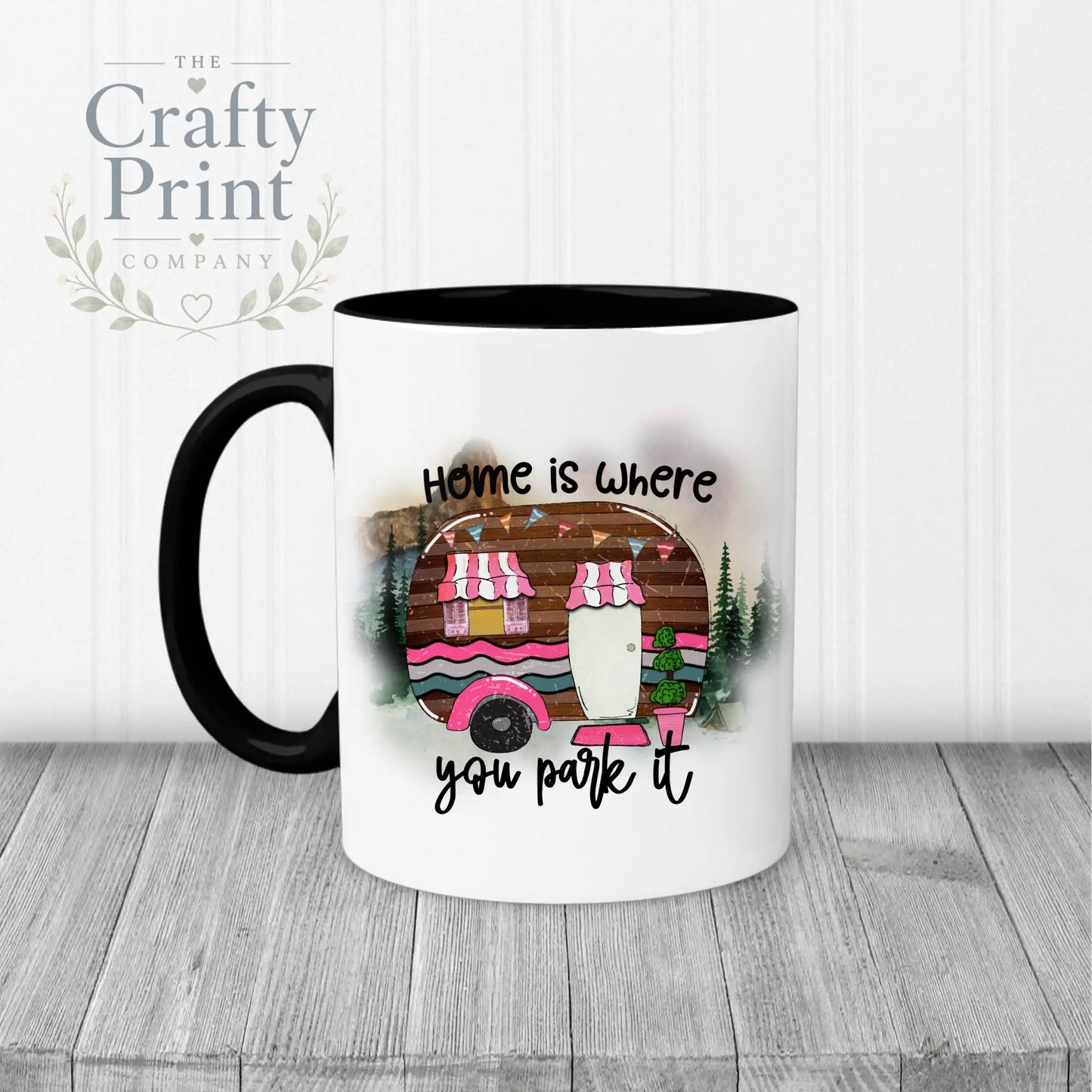 Home is where you park it Mug - Black Handle & Inner - Mugs