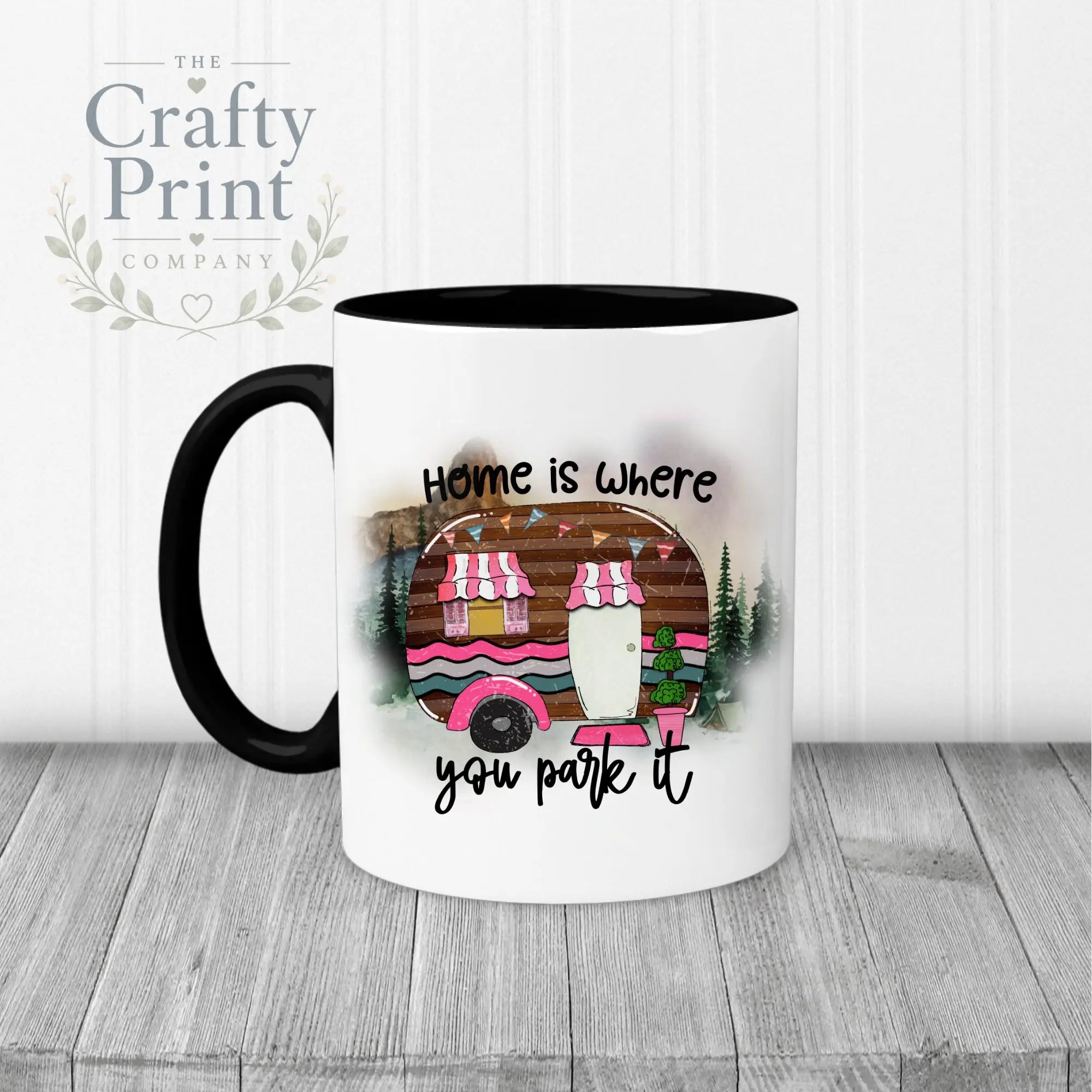 Home is where you park it Mug - Black Handle & Inner - Mugs