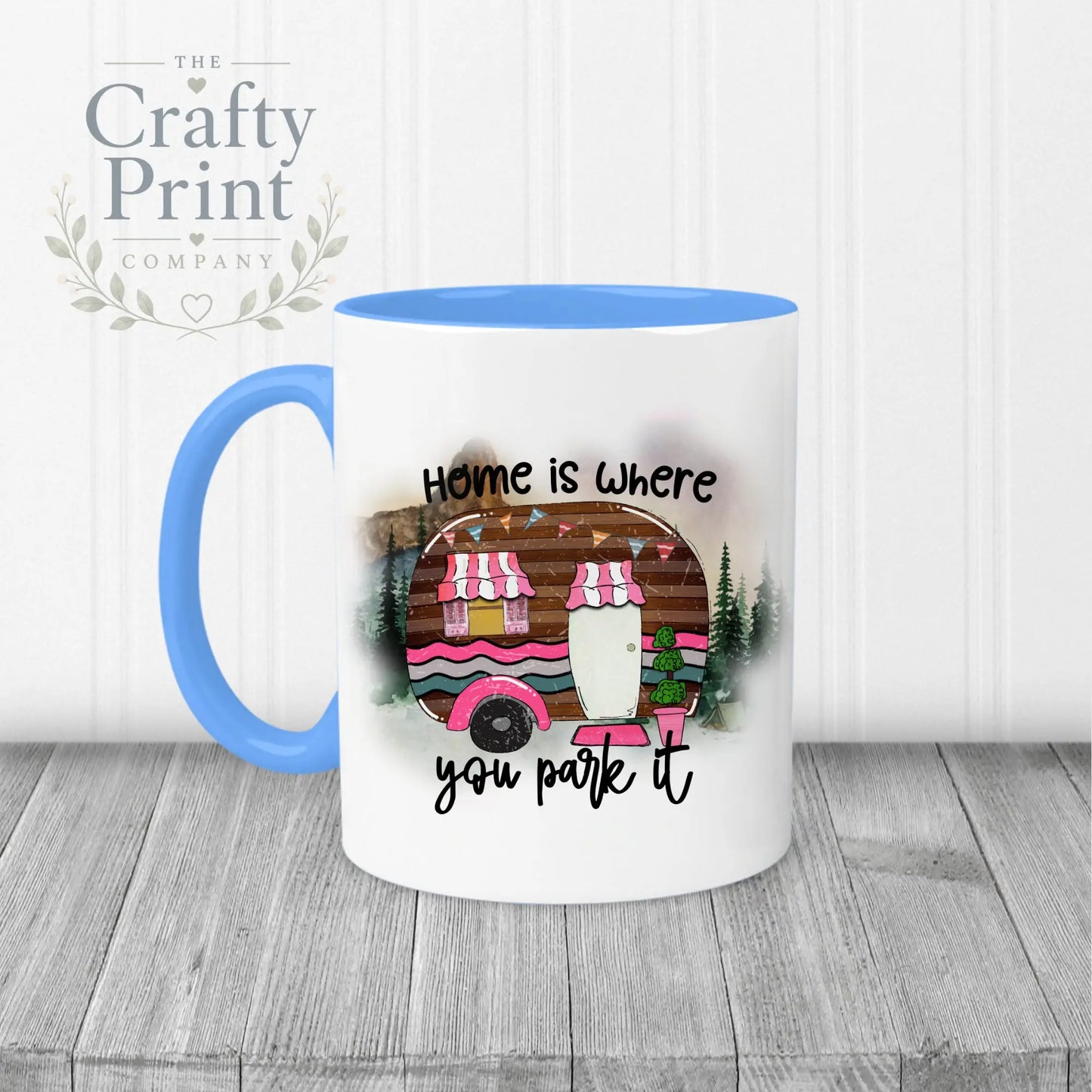 Home is where you park it Mug - Blue Handle & Inner - Mugs