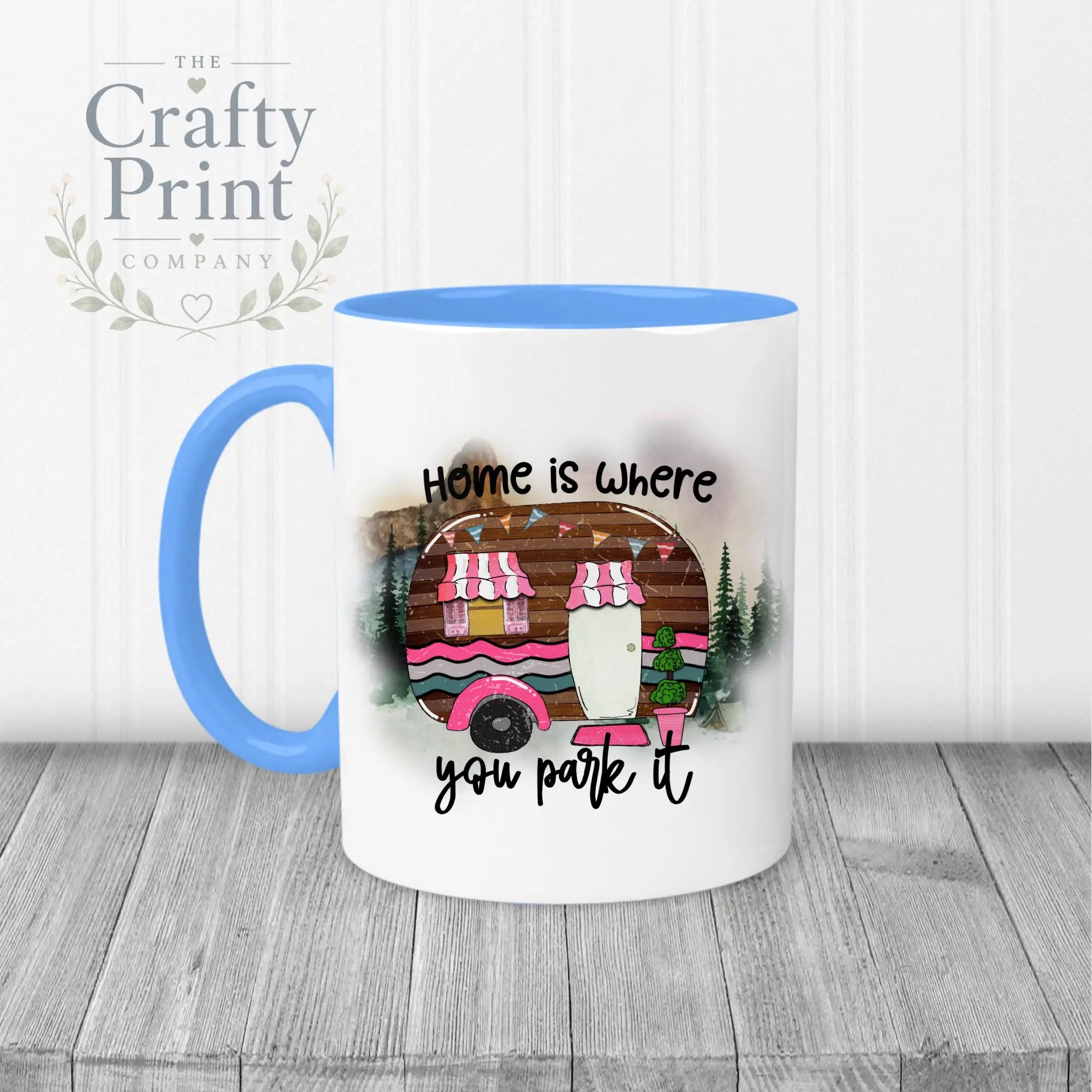Home is where you park it Mug - Blue Handle & Inner - Mugs