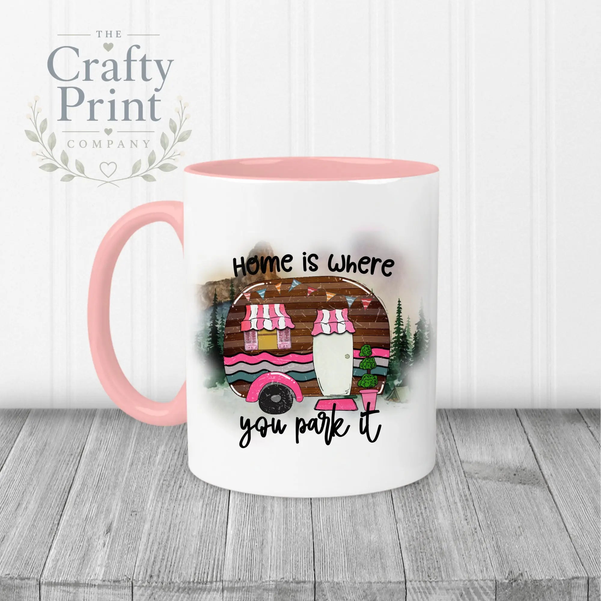 Home is where you park it Mug - Pink Handle & Inner - Mugs