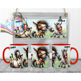 Horse Funny Faces Mug - Red Handle & Inner - Mugs