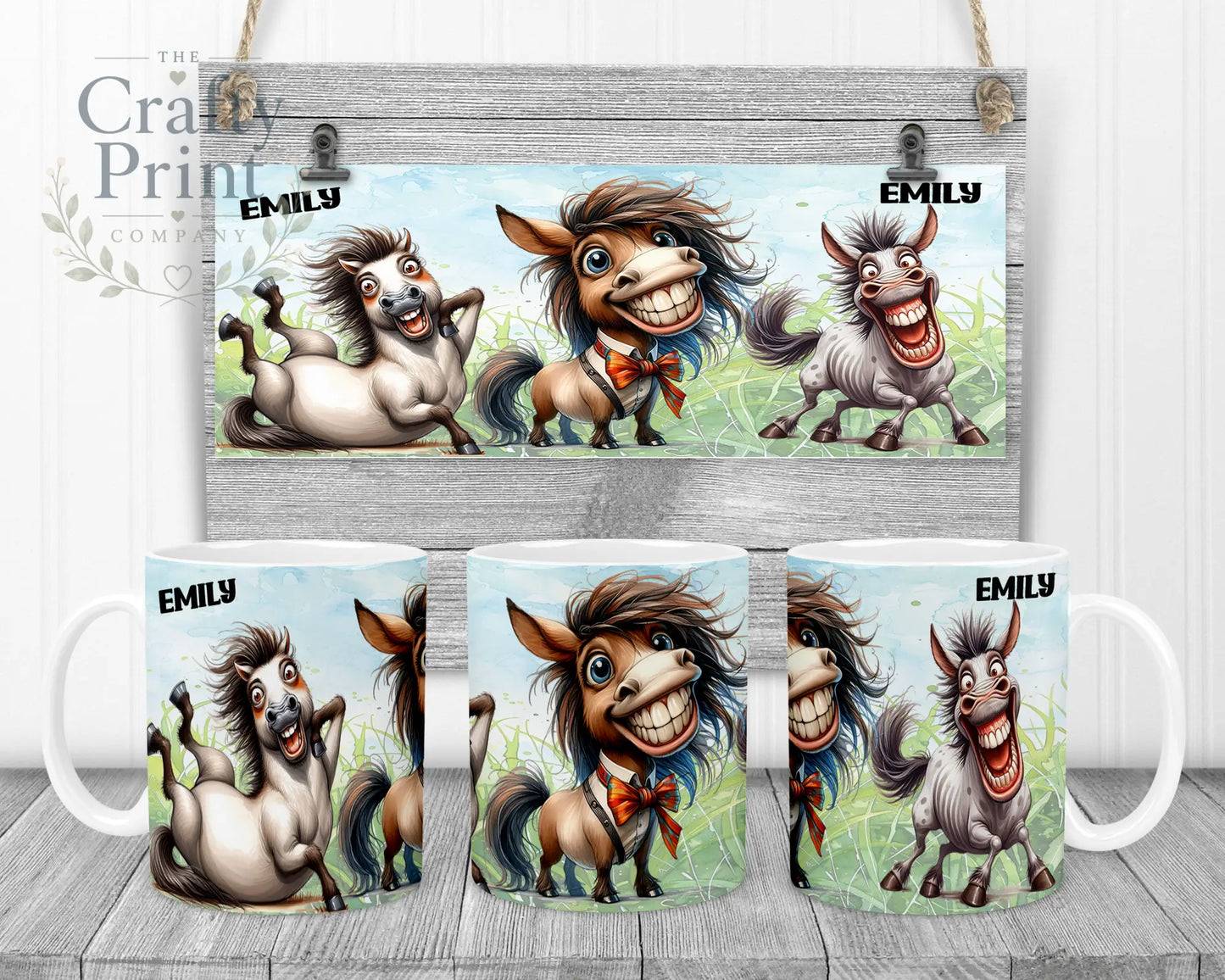 Horse Funny Faces Mug - White Handle & Inner - Mugs