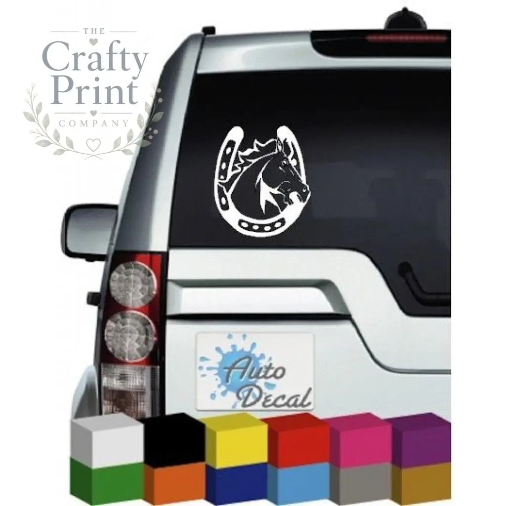 Horse in Horseshoe Car Sticker - Bumper Stickers