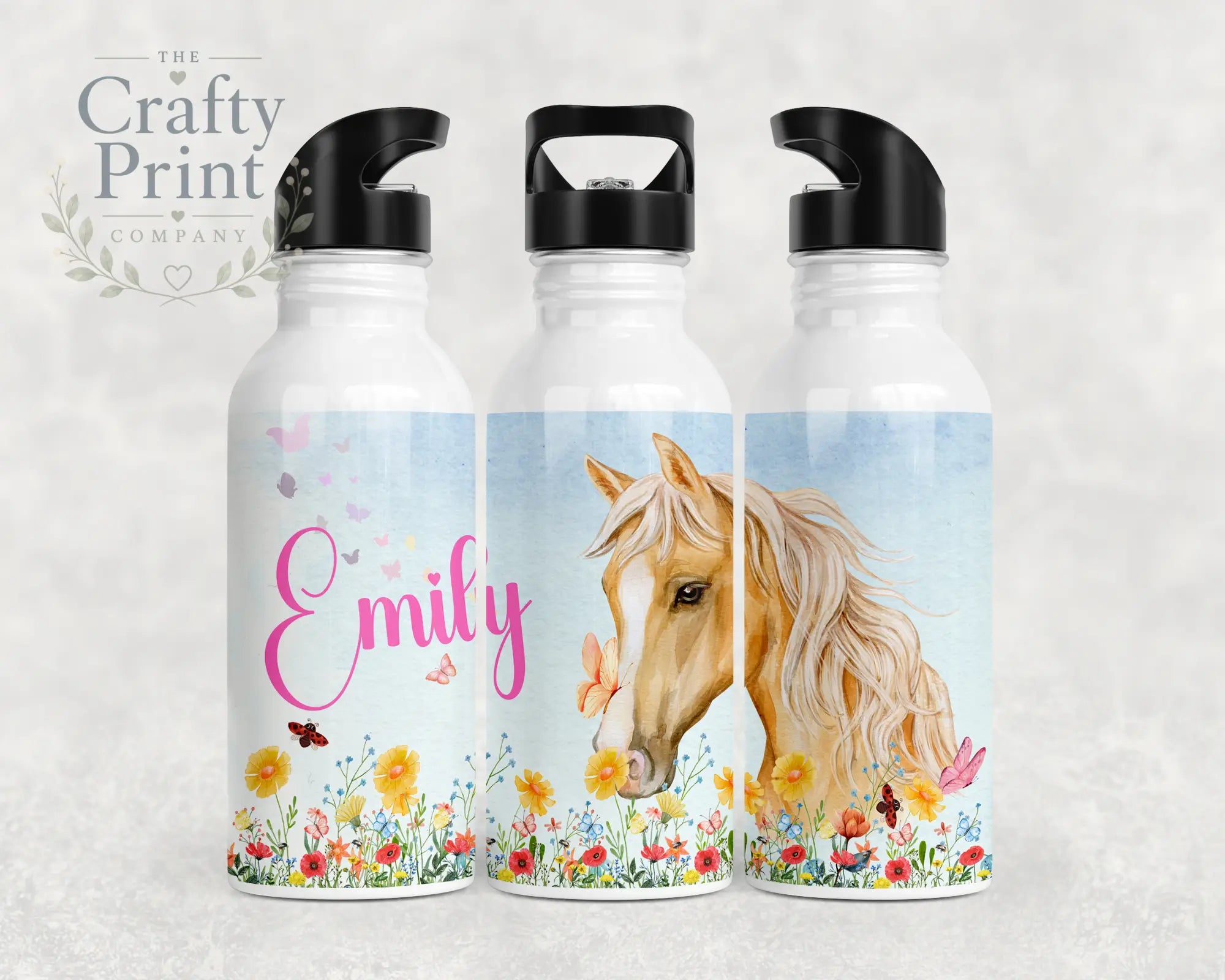 Horse Personalised Water Bottle with straw - Bottles
