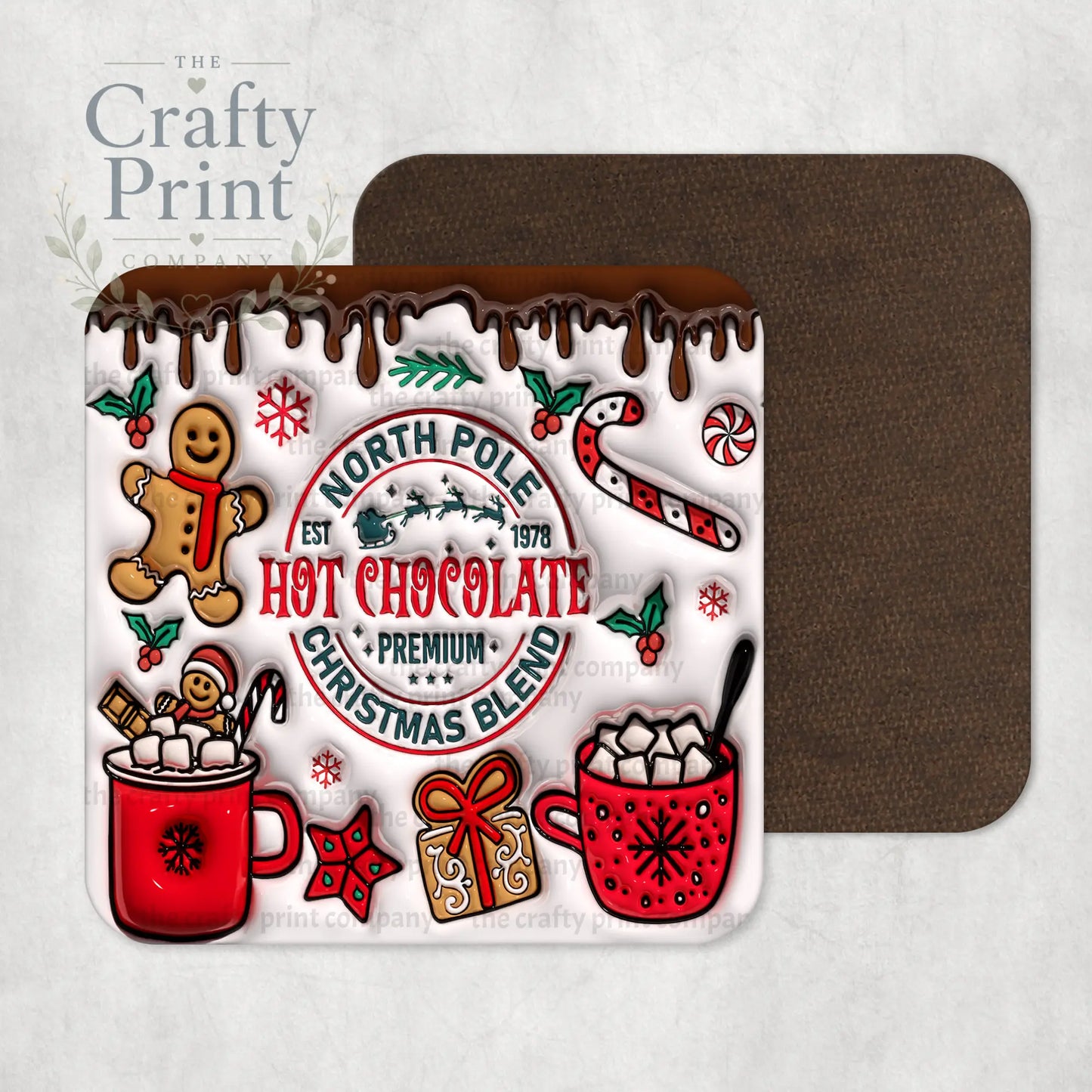Hot Chocolate Christmas Blend Inflated Coaster - Coasters