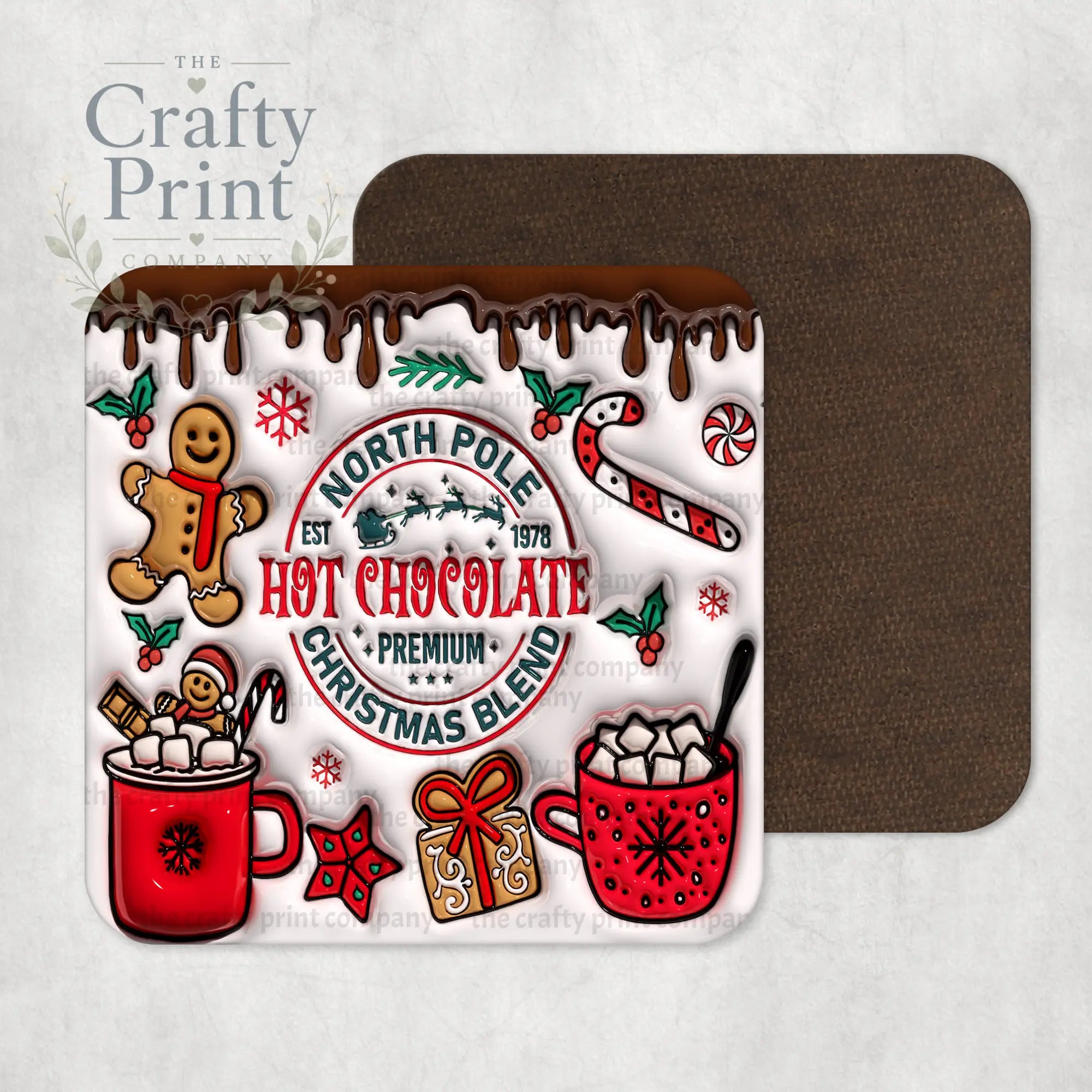 Hot Chocolate Christmas Blend Inflated Coaster - Coasters