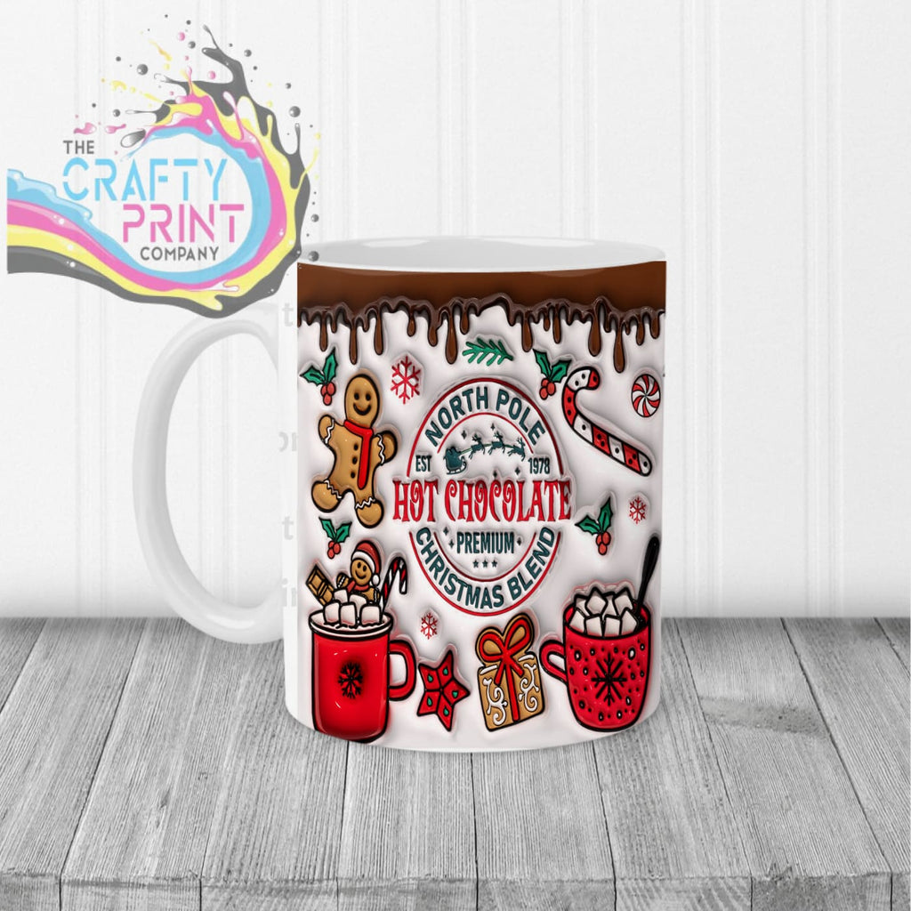 Hot Chocolate Christmas Blend Inflated Mug - White Handle &
