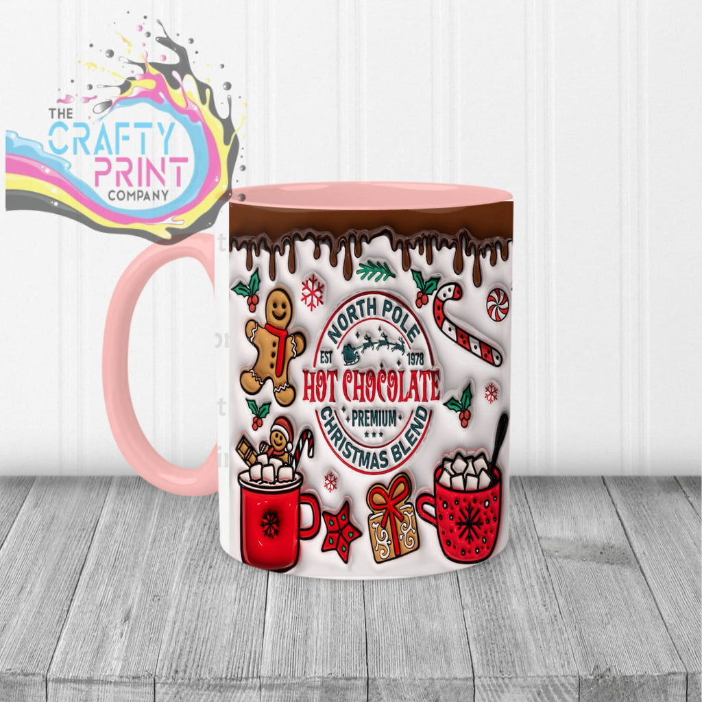 Hot Chocolate Christmas Blend Inflated Mug - Pink Handle &