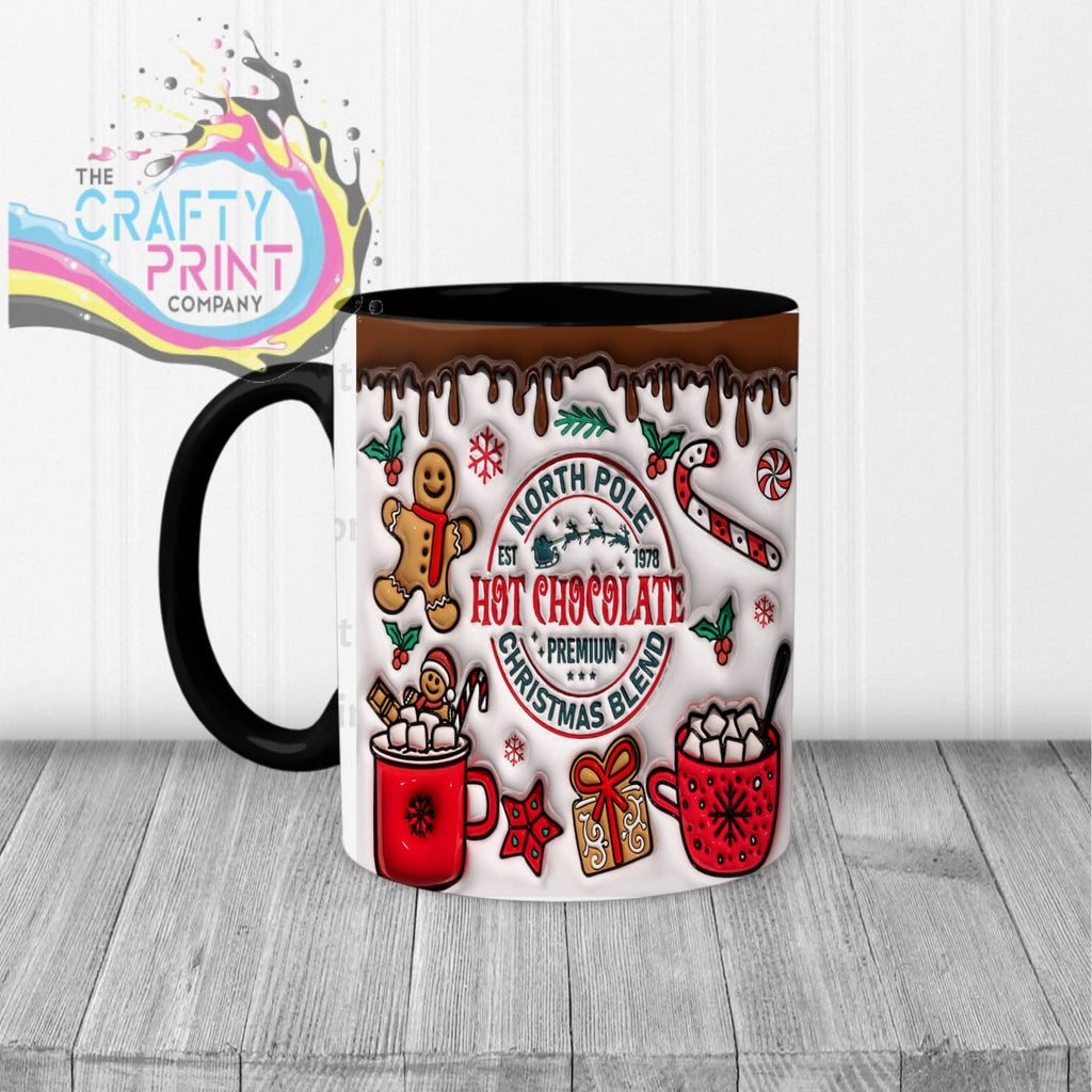 Hot Chocolate Christmas Blend Inflated Mug - Black Handle &