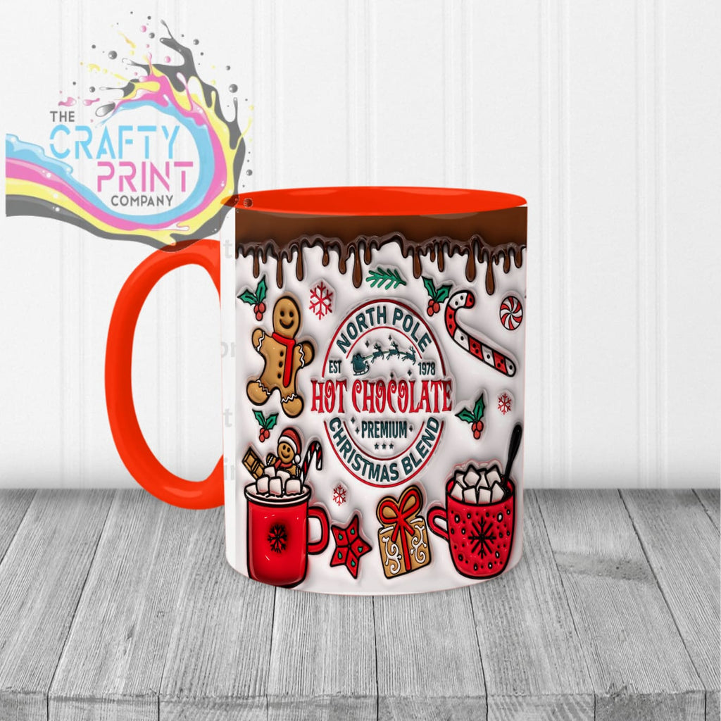 Hot Chocolate Christmas Blend Inflated Mug - Red Handle &