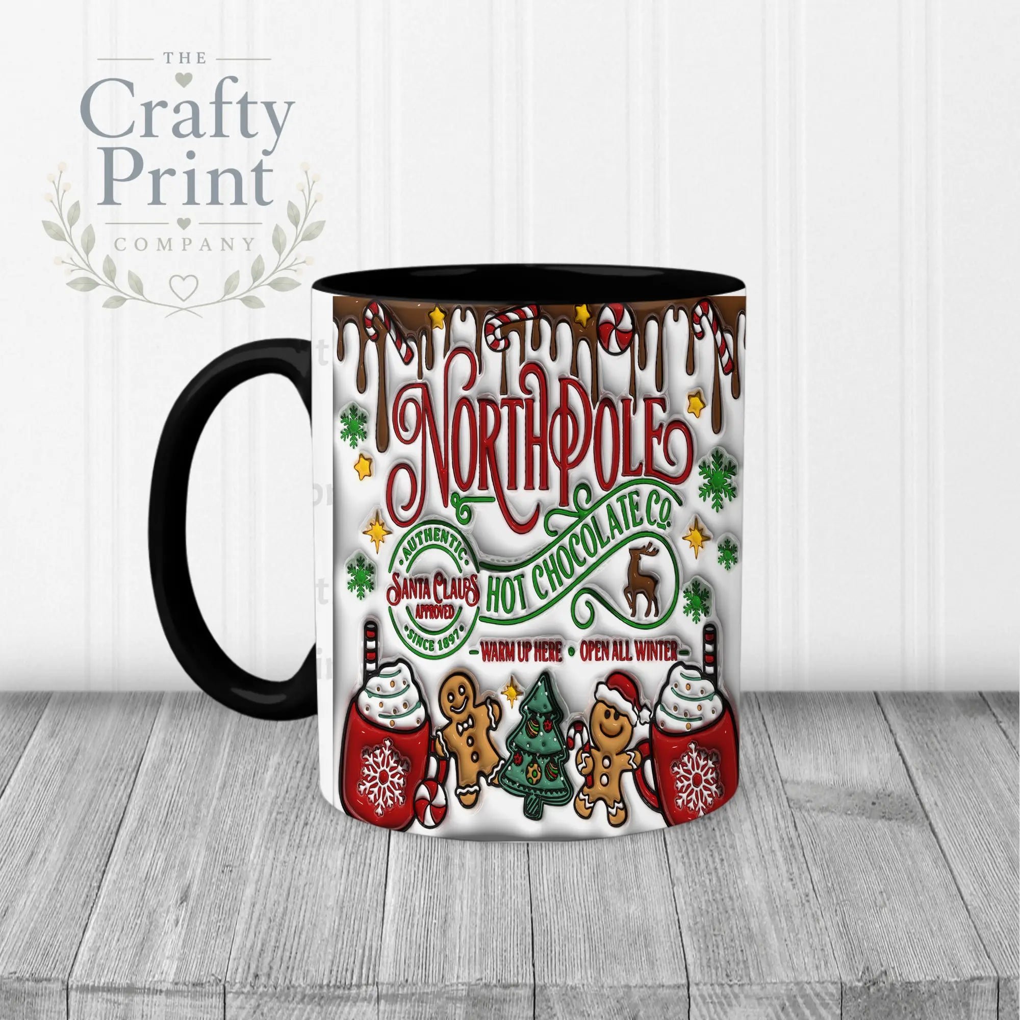 Hot Chocolate Northpole Inflated Mug - Black Handle & Inner
