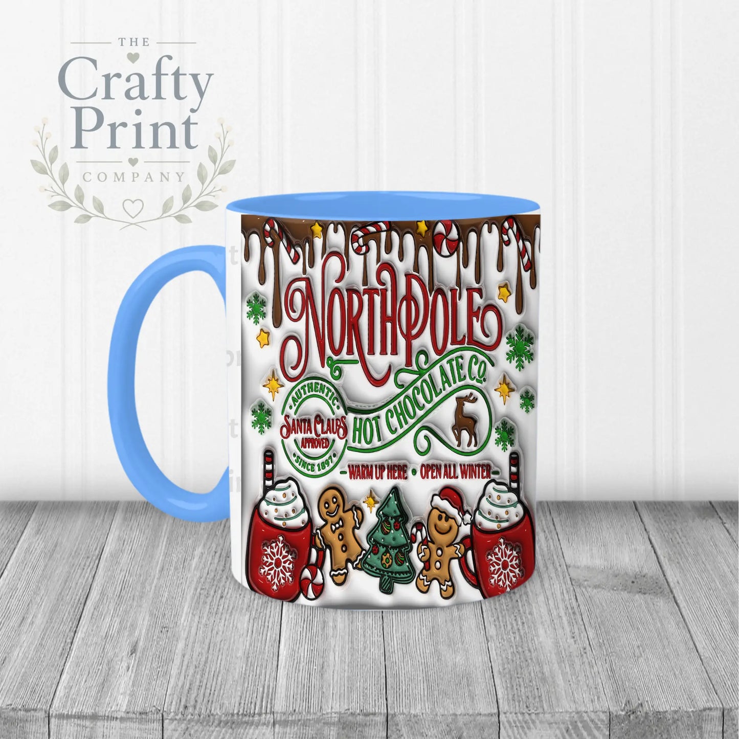 Hot Chocolate Northpole Inflated Mug - Blue Handle & Inner