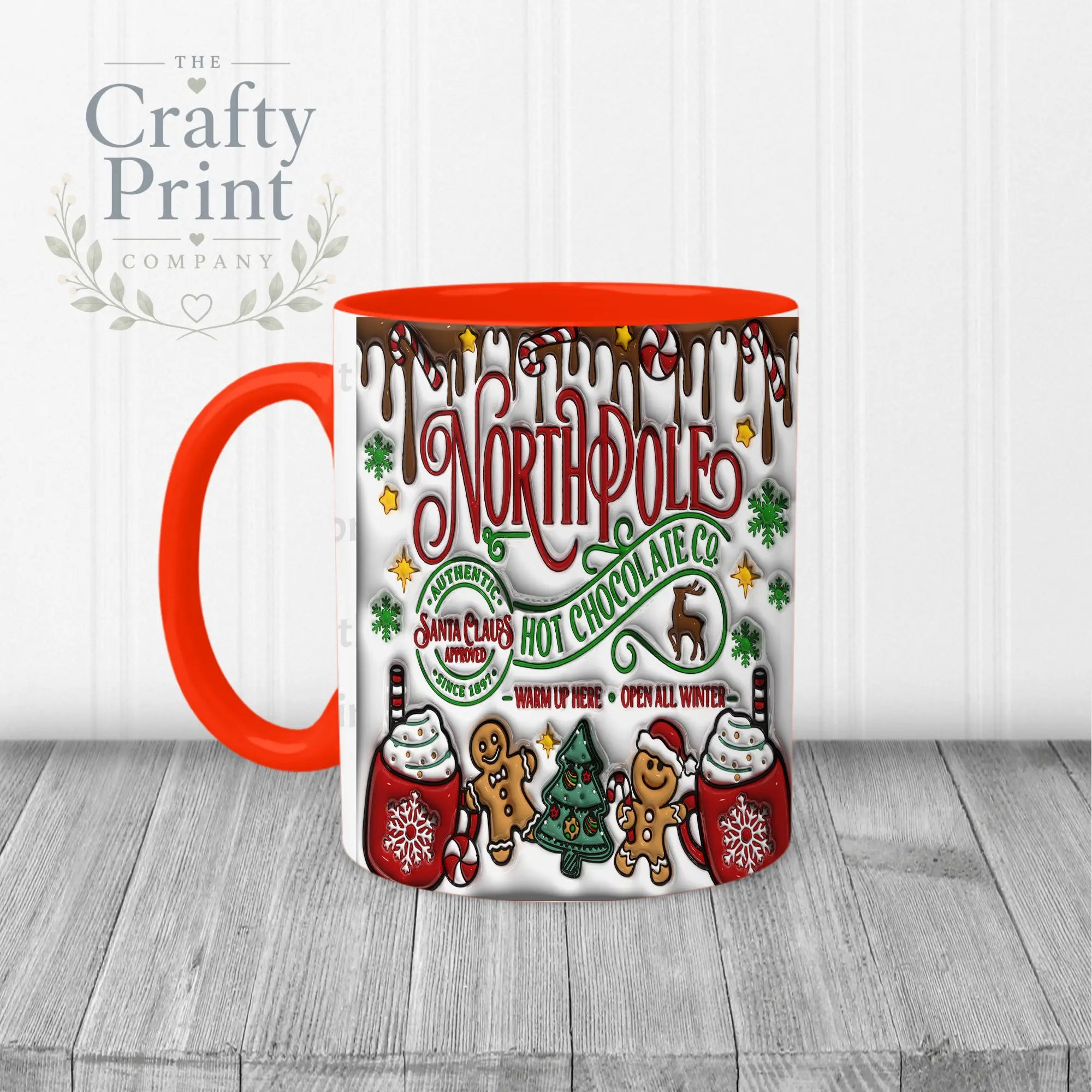 Hot Chocolate Northpole Inflated Mug - Red Handle & Inner