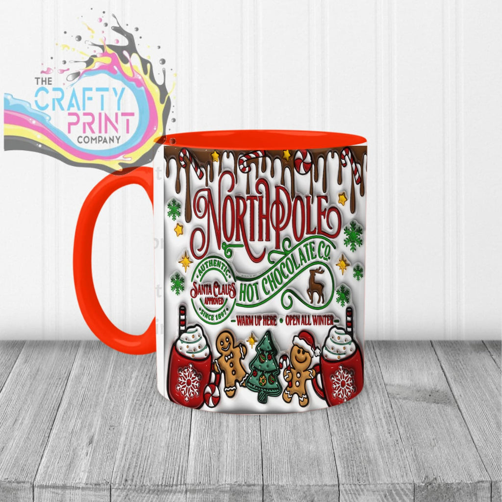 Hot Chocolate Northpole Inflated Mug - Red Handle & Inner -