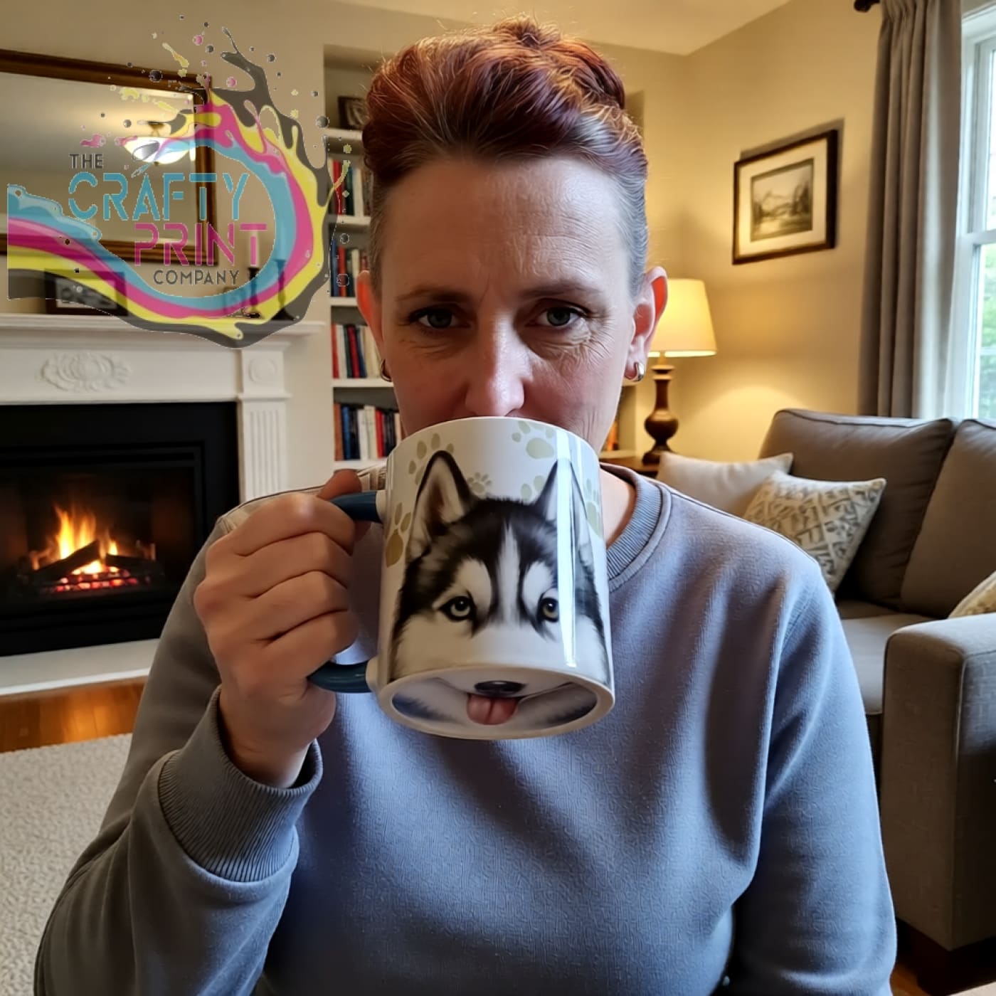 Husky Mug with Hidden Mouth Design – Fun Novelty Dog Lover