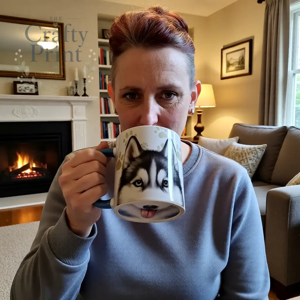 Husky Mug with Hidden Mouth Design – Fun Novelty Dog Lover