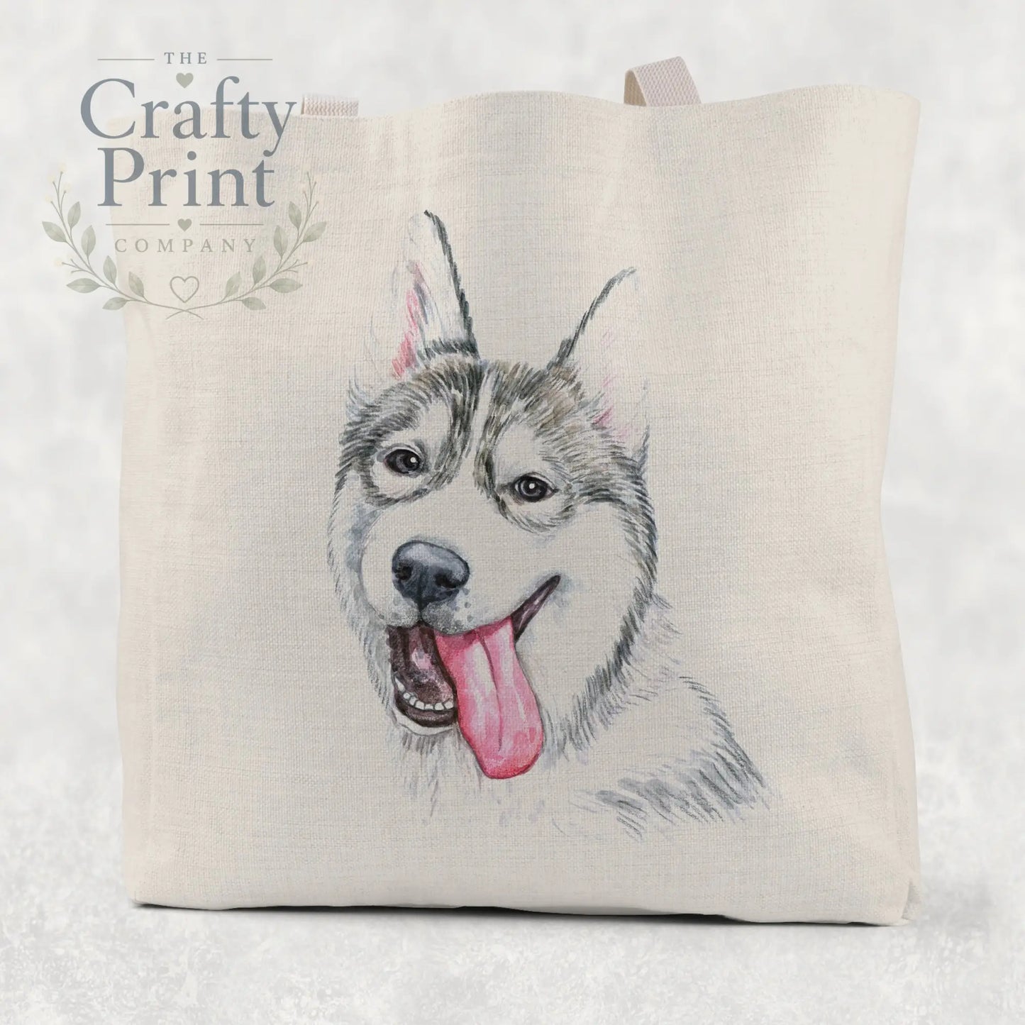 Husky Tongue Out Cotton Tote Bag - Shopping Totes