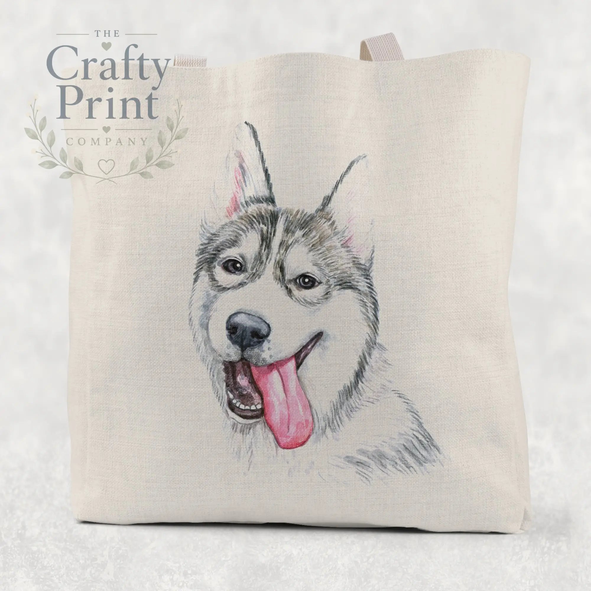Husky Tongue Out Cotton Tote Bag - Shopping Totes
