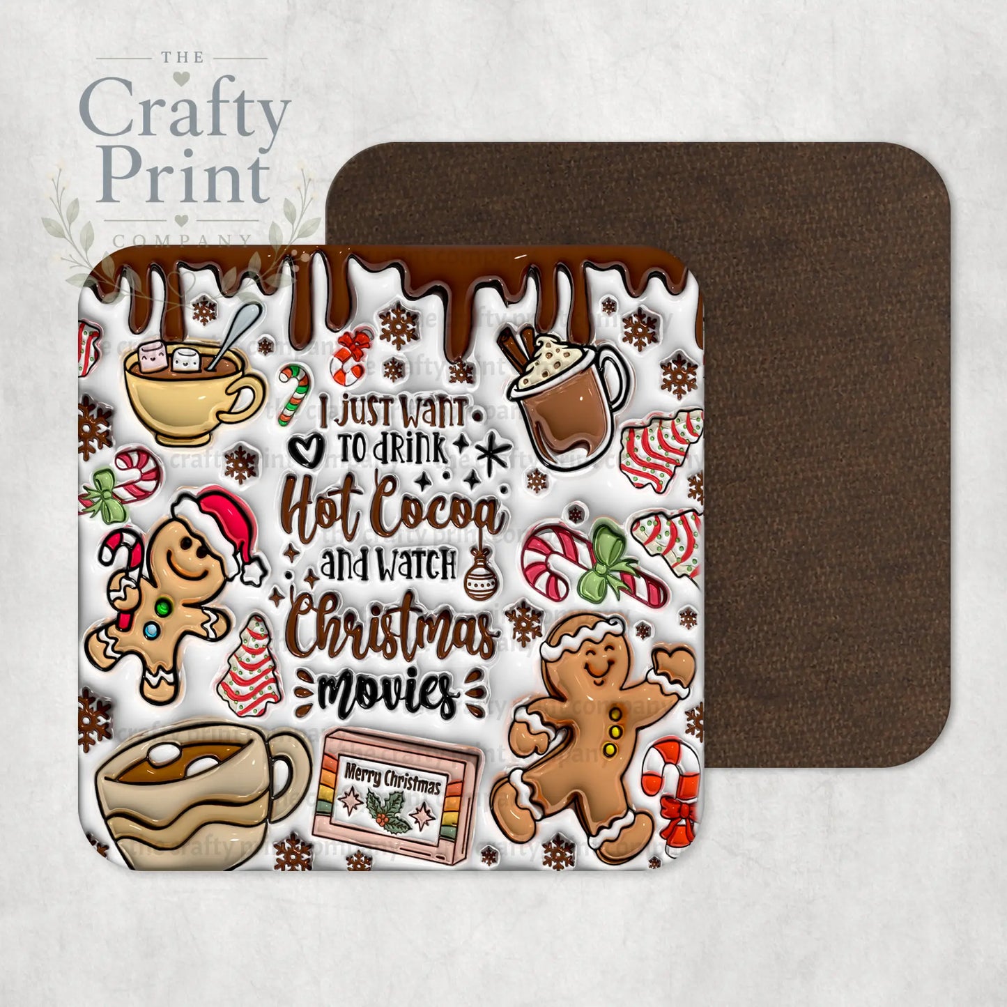 I just want to drink Hot Cocoa Inflated Coaster - Coasters