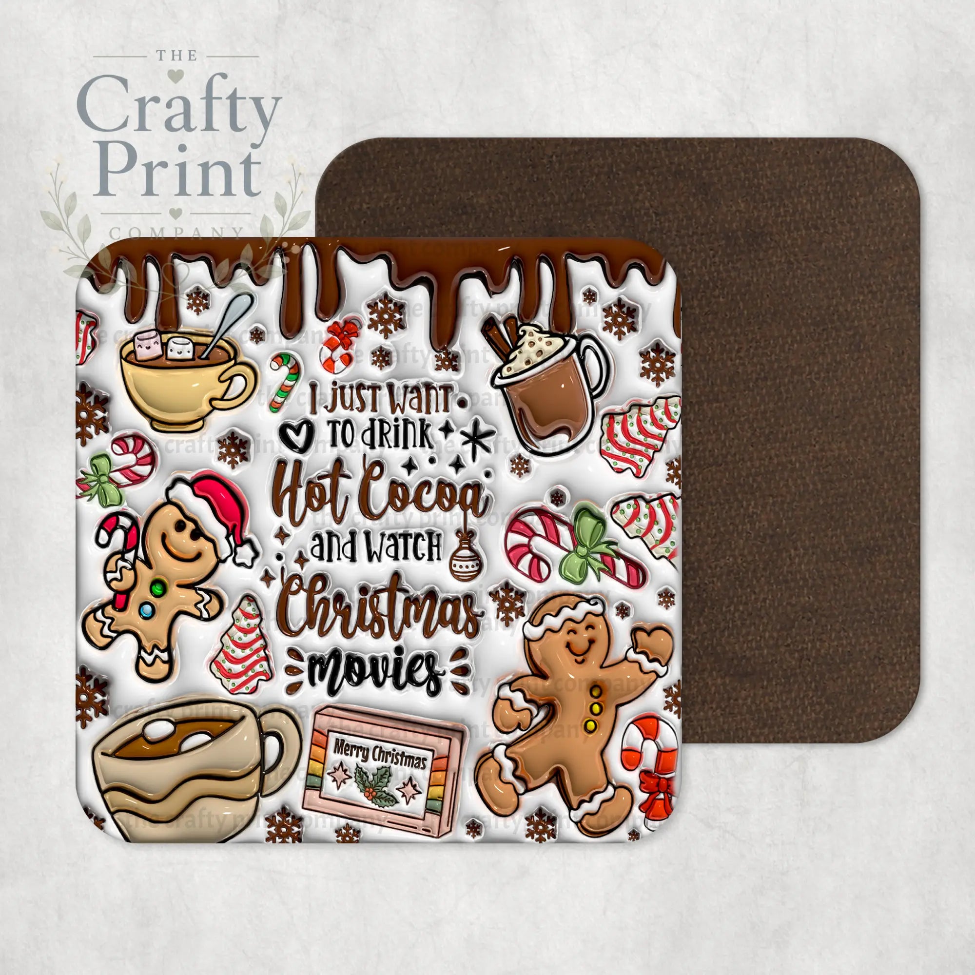 I just want to drink Hot Cocoa Inflated Coaster - Coasters