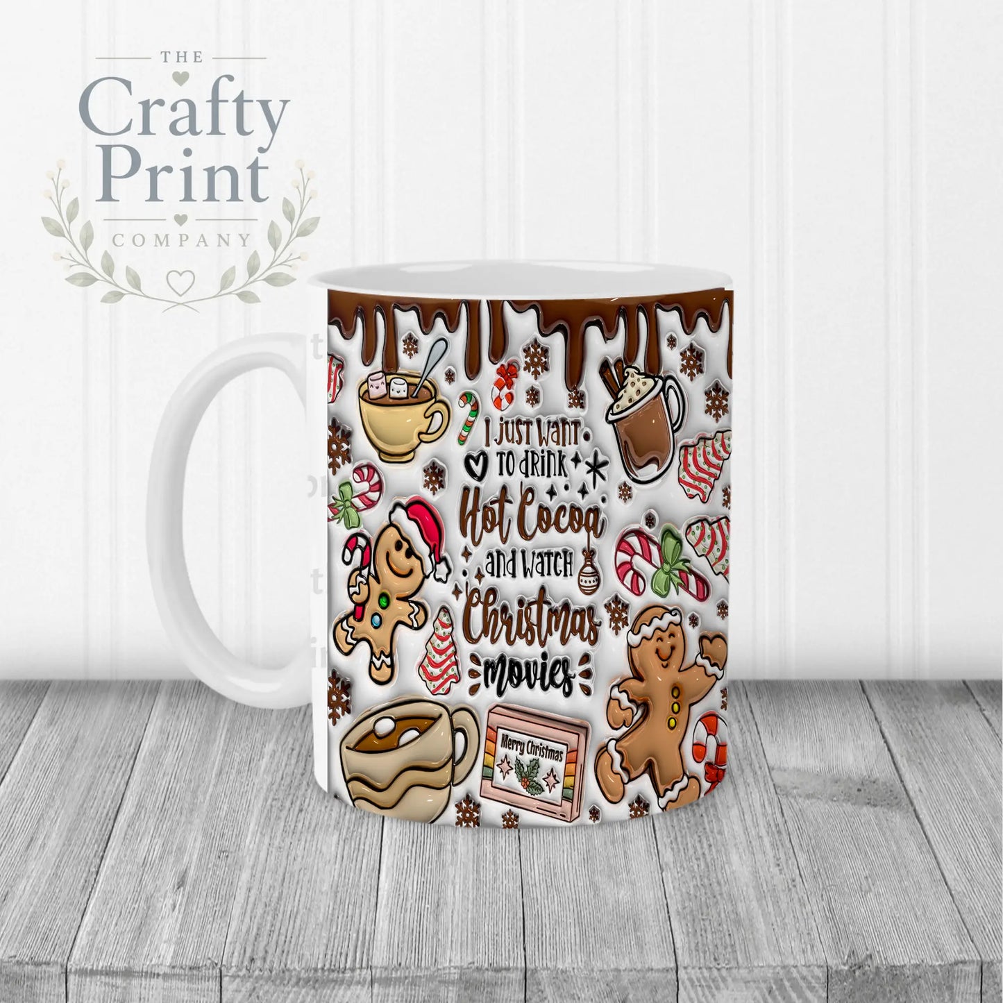 I just want to drink Hot Cocoa Inflated Mug - White Handle