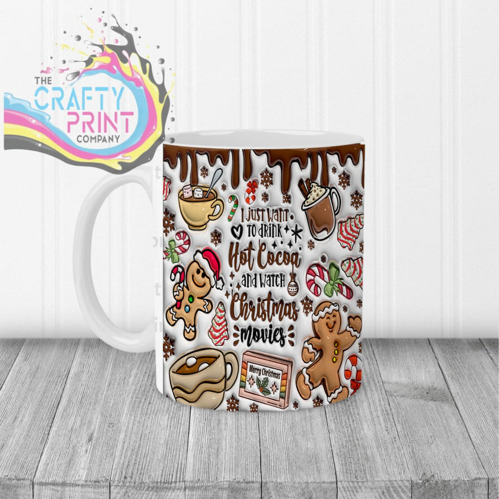 I just want to drink Hot Cocoa Inflated Mug - White Handle &