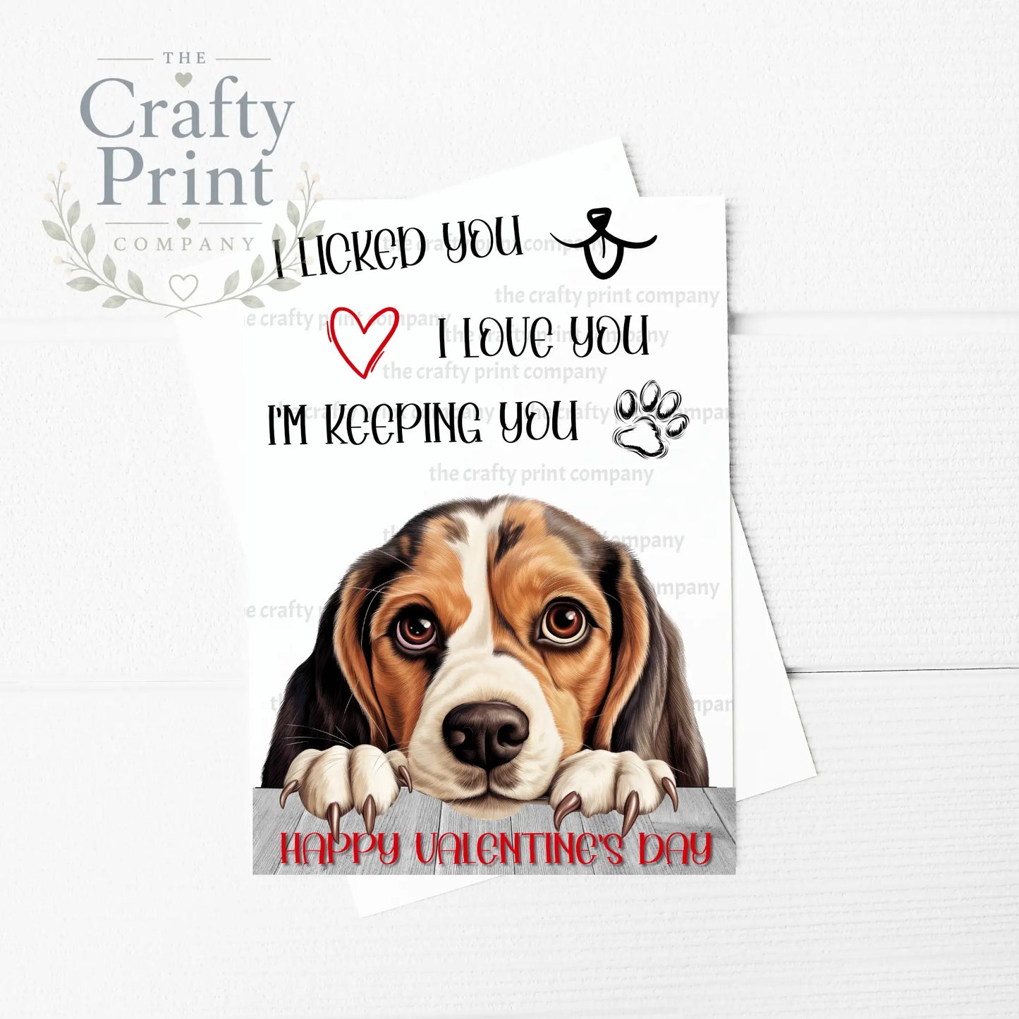 I licked you Beagle A5 Valentine Card - Greeting & Note