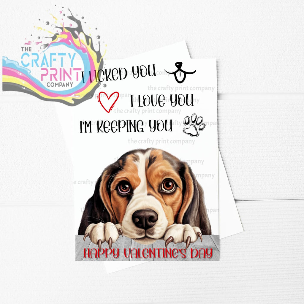 I licked you Beagle A5 Valentine Card - Greeting & Note